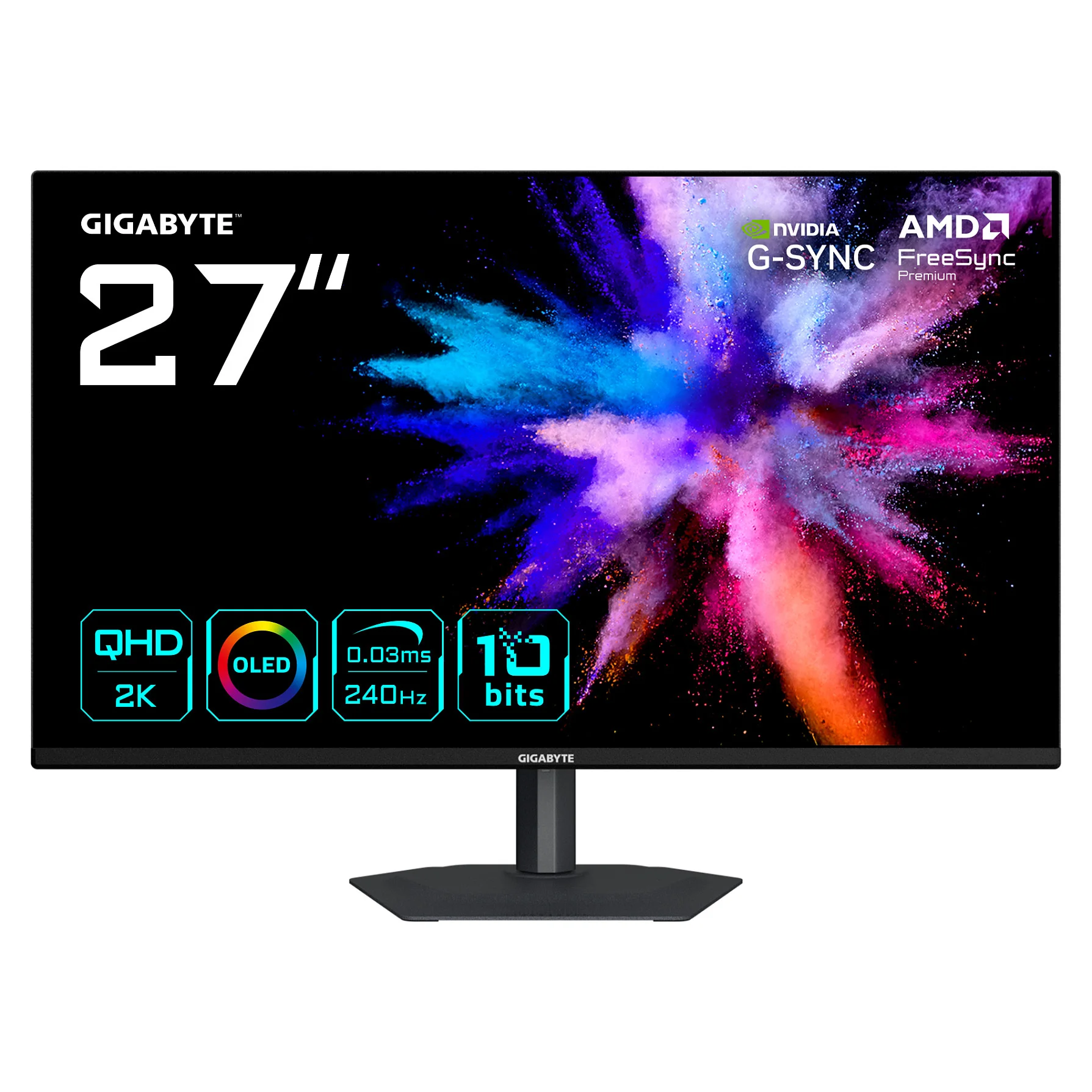 GIGABYTE GO27Q24A 27  OLED 2K QHD Gaming Monitor   2560 x 1440  240Hz  0 03ms  400 cd m   FreeSync Premium  G Sync Kompatibel  HDMI 2 1  DisplayPort 1 4 Monitore