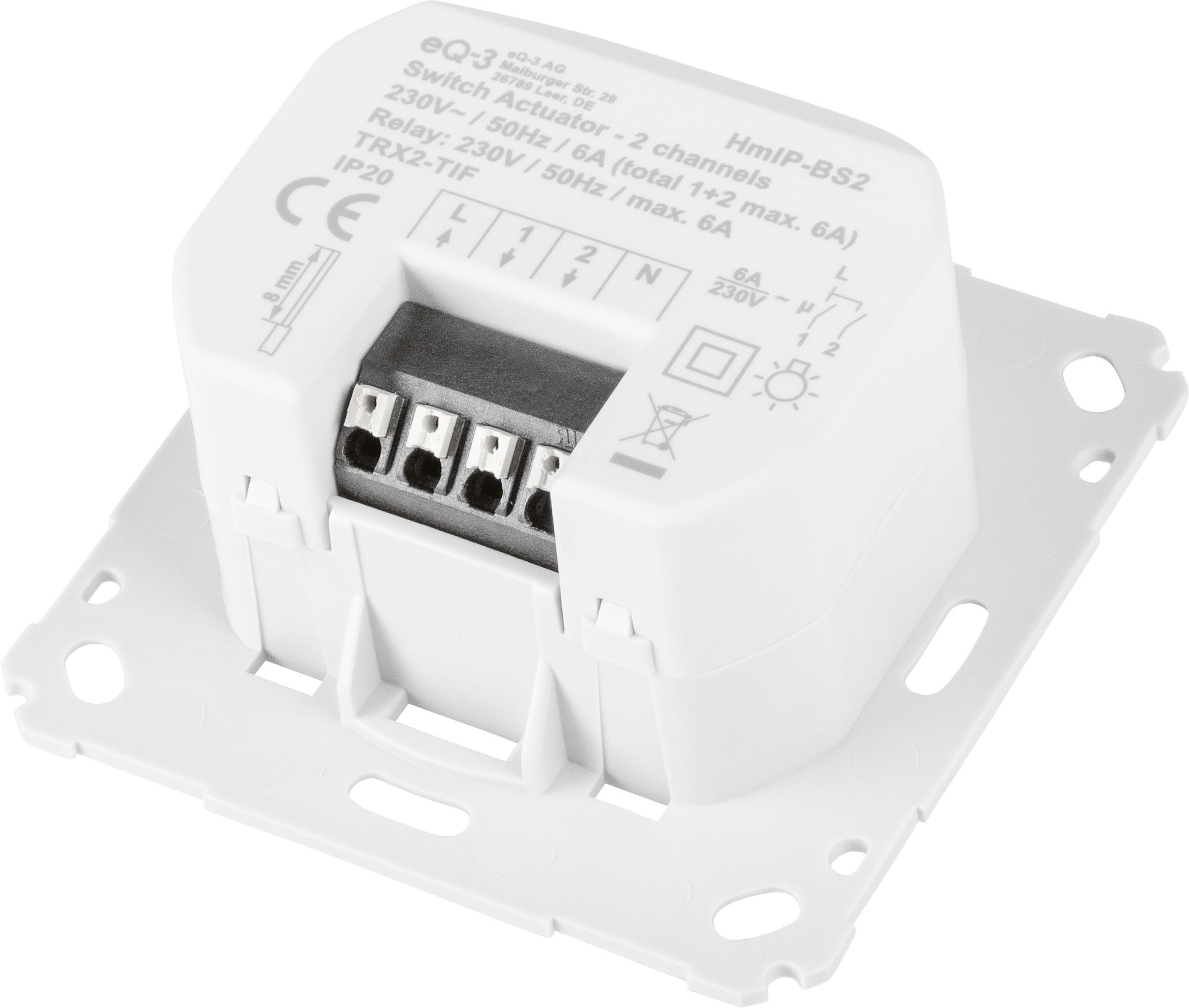 Homematic IP Schaltaktor fuer Markenschalter   2 fach Schalter & Wandtaster