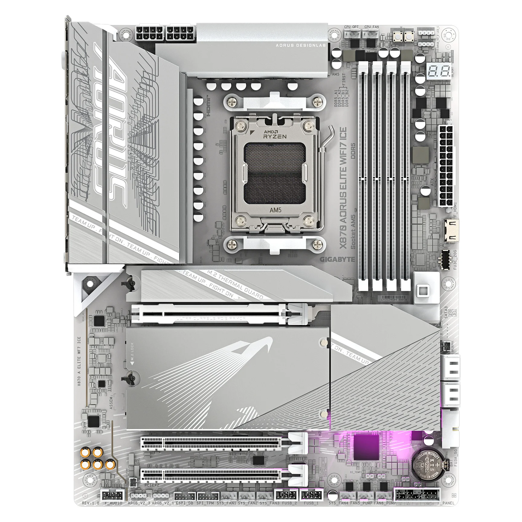 GIGABYTE X870 AORUS ELITE WIFI7 ICE Mainboard   Unterstuetzt AMD Ryzen 9000 CPUs  16 2 2 Phasen Digitales VRM  bis zu 8200MHz DDR5  OC   3xPCIe 5 0   1xPCIe 4 0  Wi Fi 7  2 5GbE LAN  USB 4 PC-Zubehoer