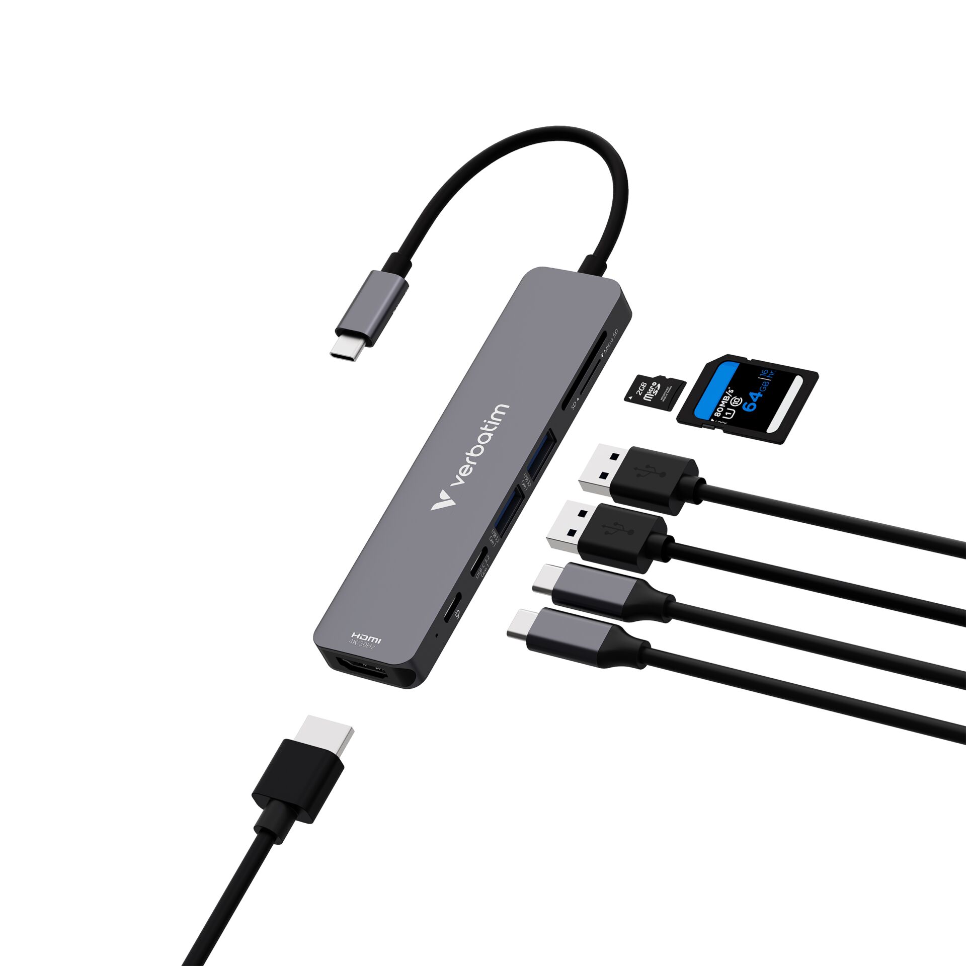 Verbatim 32158 Schnittstellen Hub USB 3 2 Gen 1  3 1 Gen 1  Type C 5000 Mbit s Grau Akkus Powerbanks & Kabel