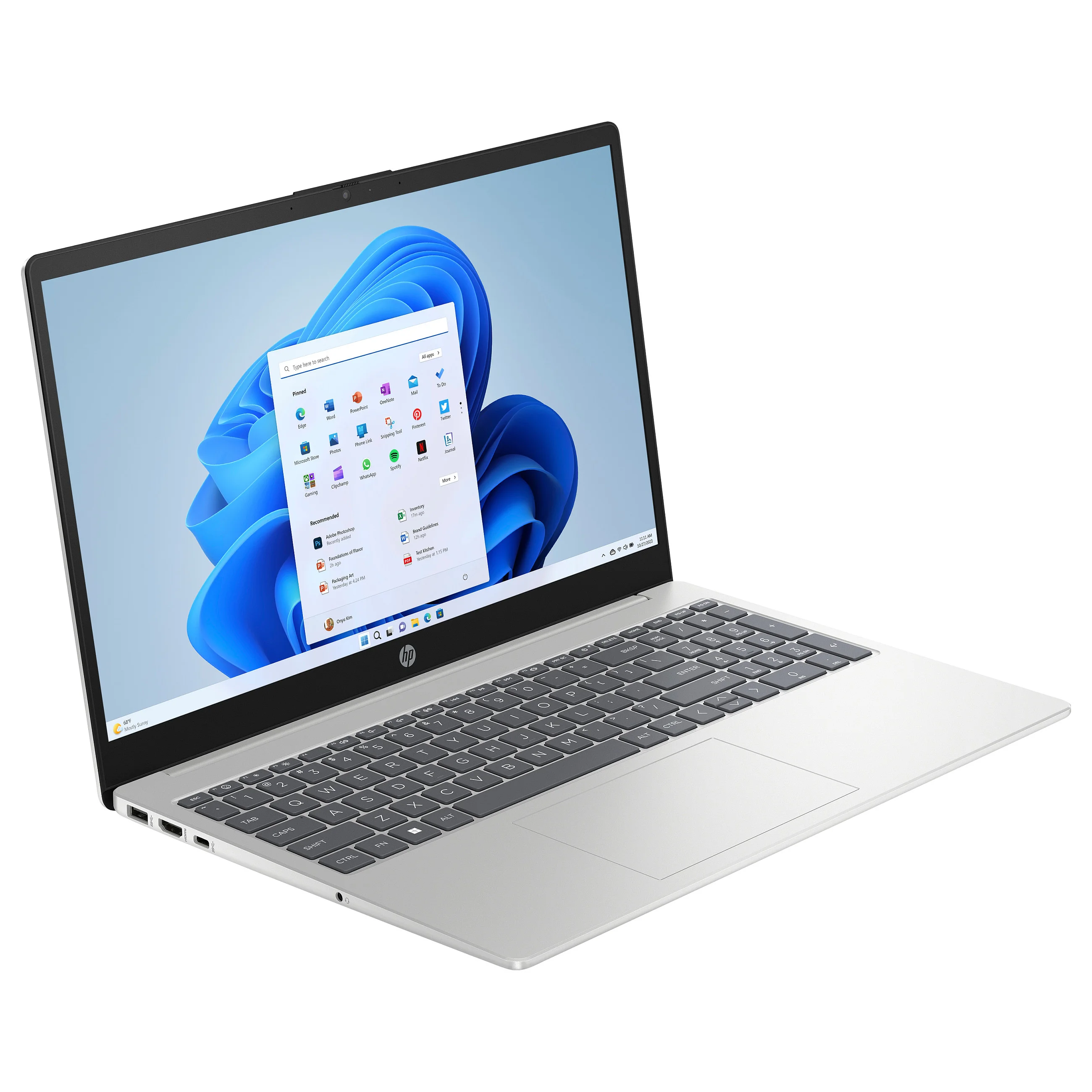 HP 15 fd0517ng Intel  Celeron  N100 Laptop 39 6 cm  15 6   Full HD 8 GB DDR4 SDRAM 512 GB SSD Wi Fi 6  802 11ax  Windows 11 Home Silber Laptops & Notebooks