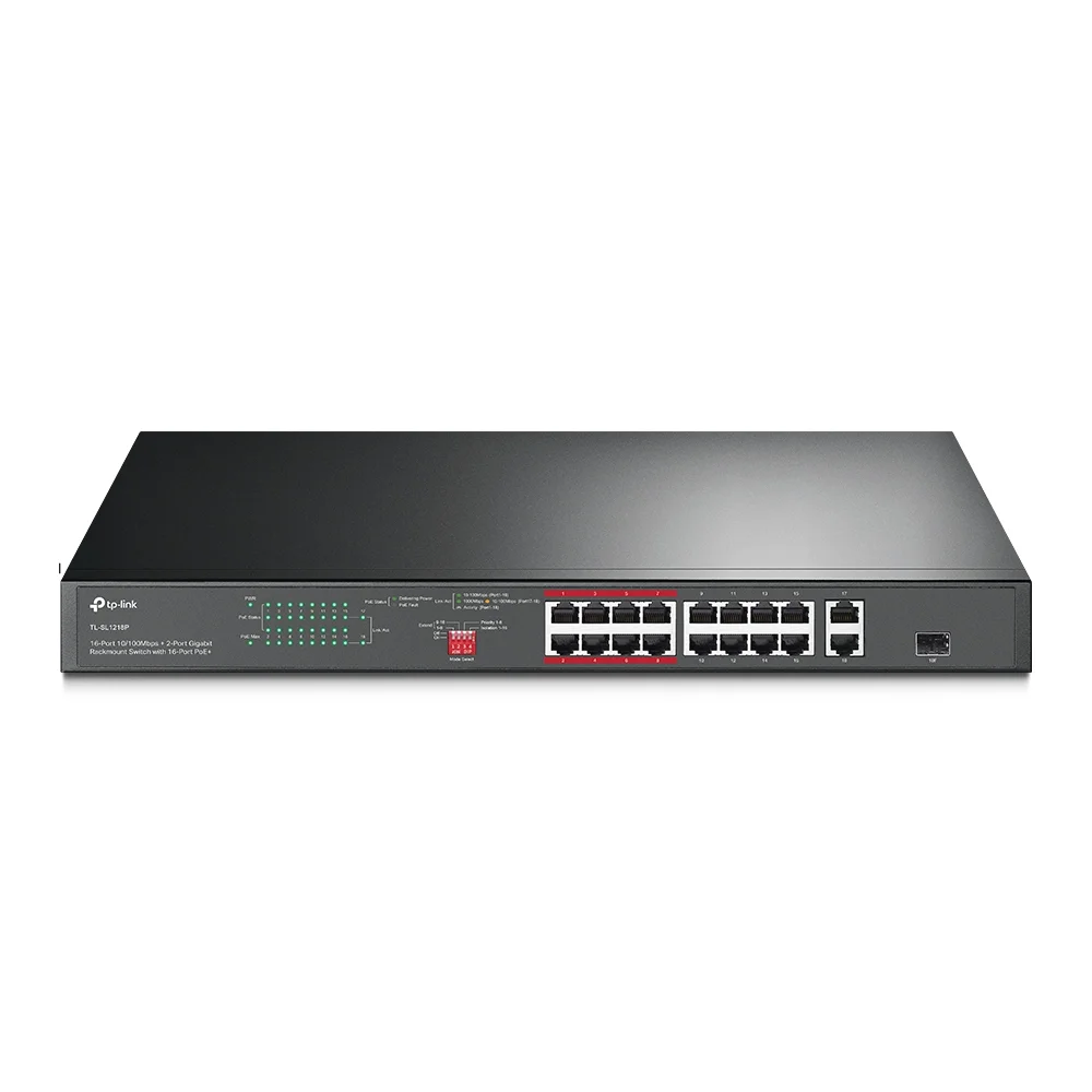 TP Link 16 Port 10 100 Mbps   2 Port Gigabit Rackmount Switch mit 16 Port PoE  Switches