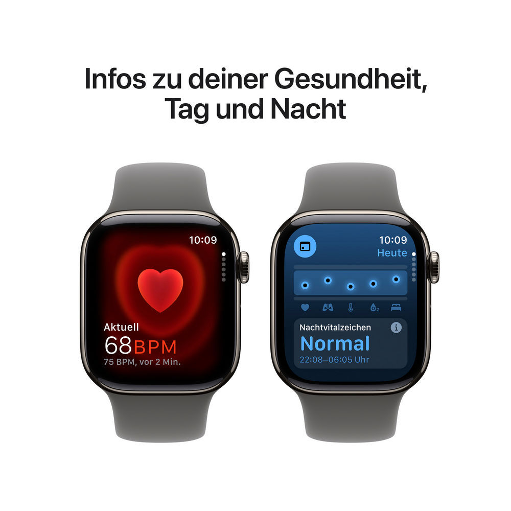 Apple Watch Series 10 Cellular Titan Natur 42mm  Sportarmband steingrau  M L Smartwatches & Fitnesstracker