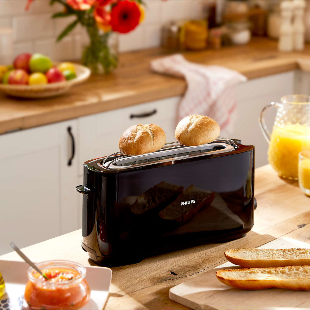 Philips Daily Collection HD2590 90 Toaster   lange Toastkammer  Schwarz Kuechenkleingeraete