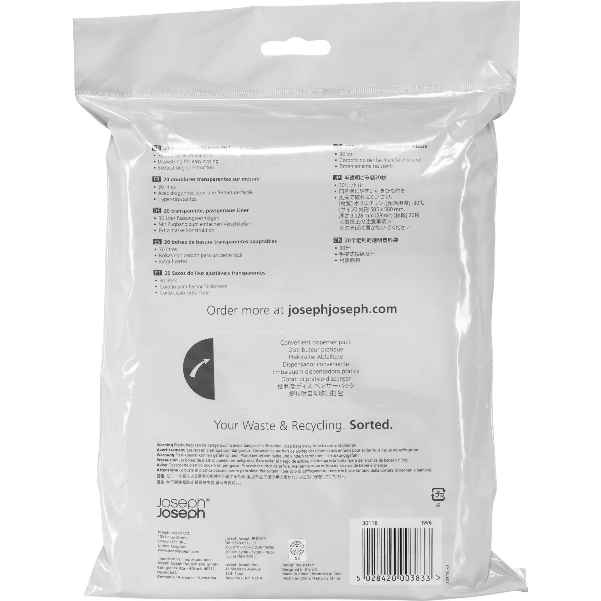 Joseph Joseph Muellbeutel 20 Stueck  30 L transparent SALE Haushalt