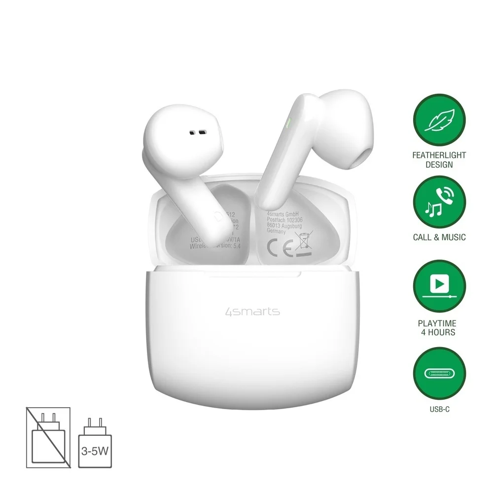 4SMARTS In Ear Wireless Kopfhoerer SkyBuds Air weiss