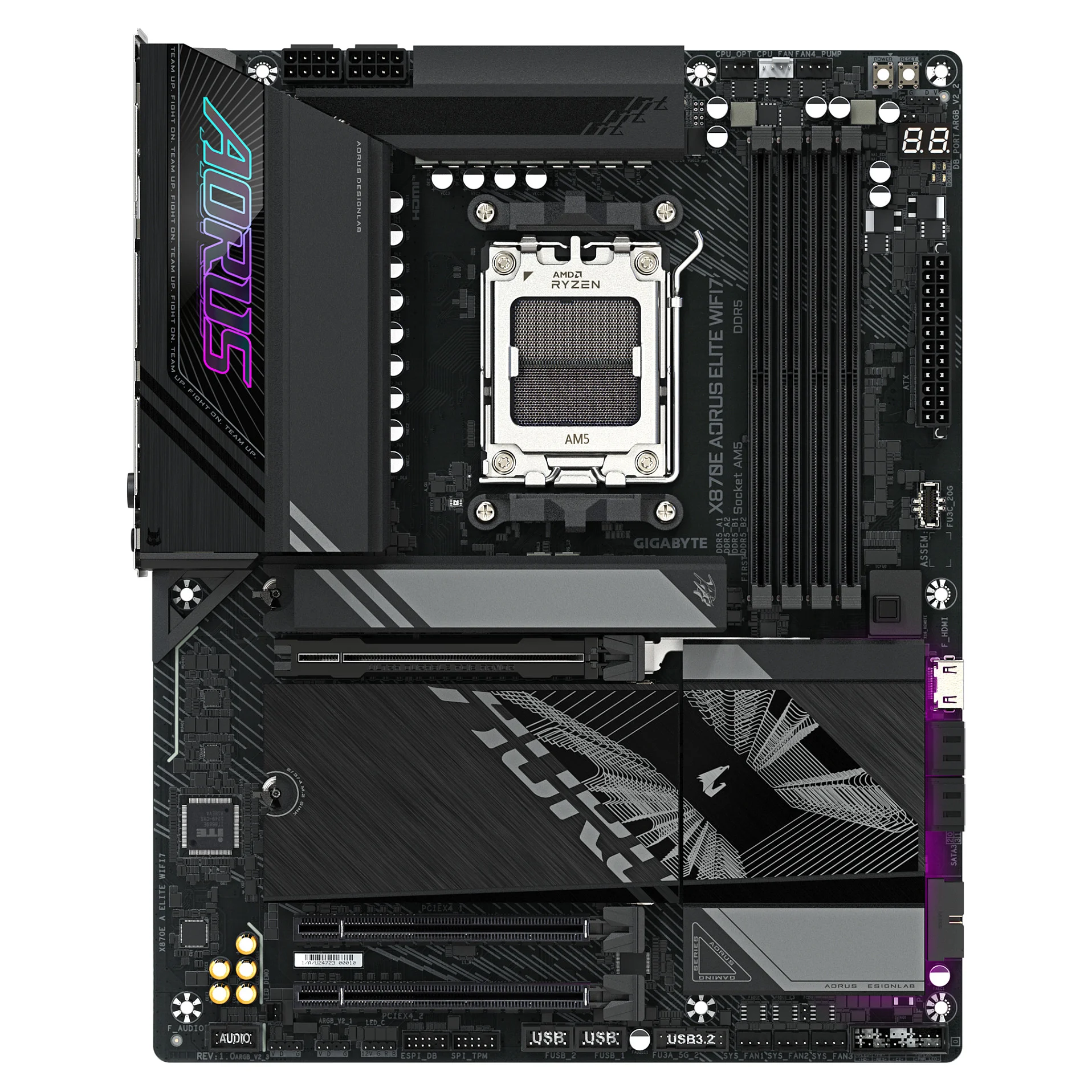 GIGABYTE X870E AORUS ELITE WIFI7 Mainboard   Unterstuetzt AMD Ryzen 9000 CPUs  16 2 2 Phasen digitales VRM  bis zu 8000Hz DDR5  OC   3xPCIe 5 0   1xPCIe 4 0  Wi Fi 7  2 5GbE LAN  USB 4 PC-Zubehoer