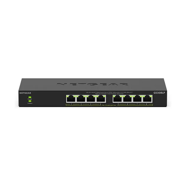 NETGEAR GS308LP Unmanaged Gigabit Ethernet  10 100 1000  Power over Ethernet  PoE  Desktop Schwarz Switches