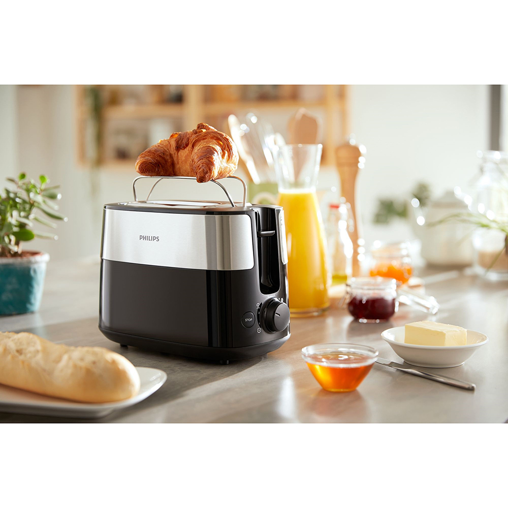 Philips Daily Collection HD2516 90 Toaster   2 Scheiben  breite Toastkammer  Metall Kuechenkleingeraete