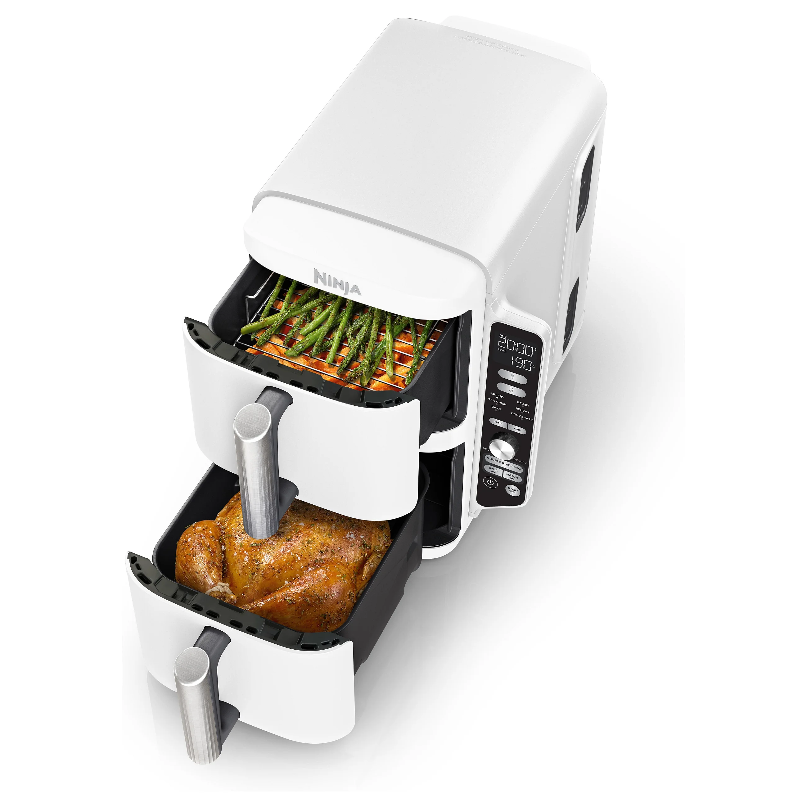 Ninja SL400EUWH Double Stack XL 9 5L Heissluftfritteuse Weiss Kuechenkleingeraete