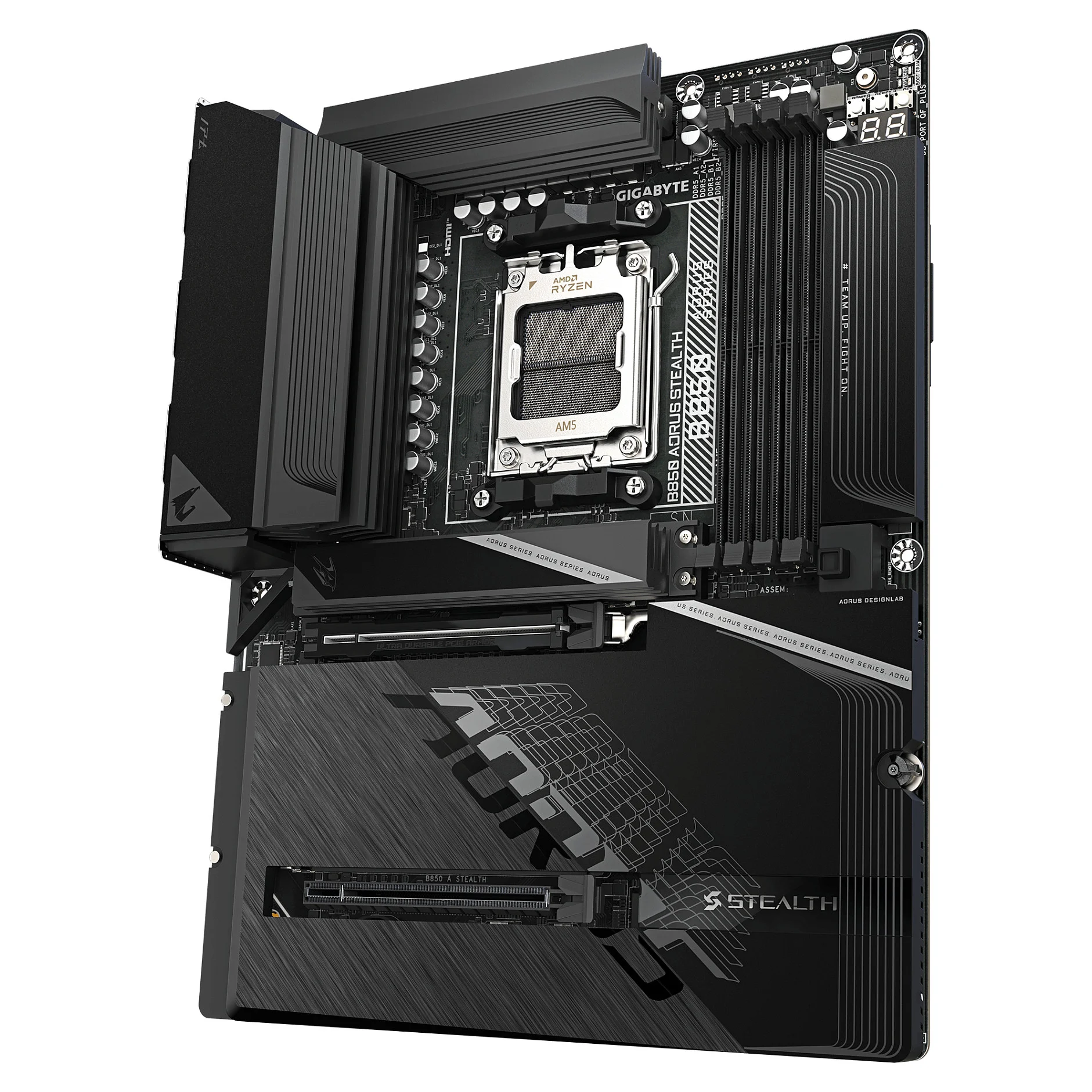 GIGABYTE B850 AORUS STEALTH Mainboard   AMD Ryzen 9000 Series CPUs  digitales 14 2 2 Phasen VRM  bis zu 8200 MHz DDR5  O C    2  PCIe 5 0 M 2   2  PCIe 4 0 M 2  Wi Fi 7  5 GbE LAN  USB 3 2 Gen 2 PC-Komponenten