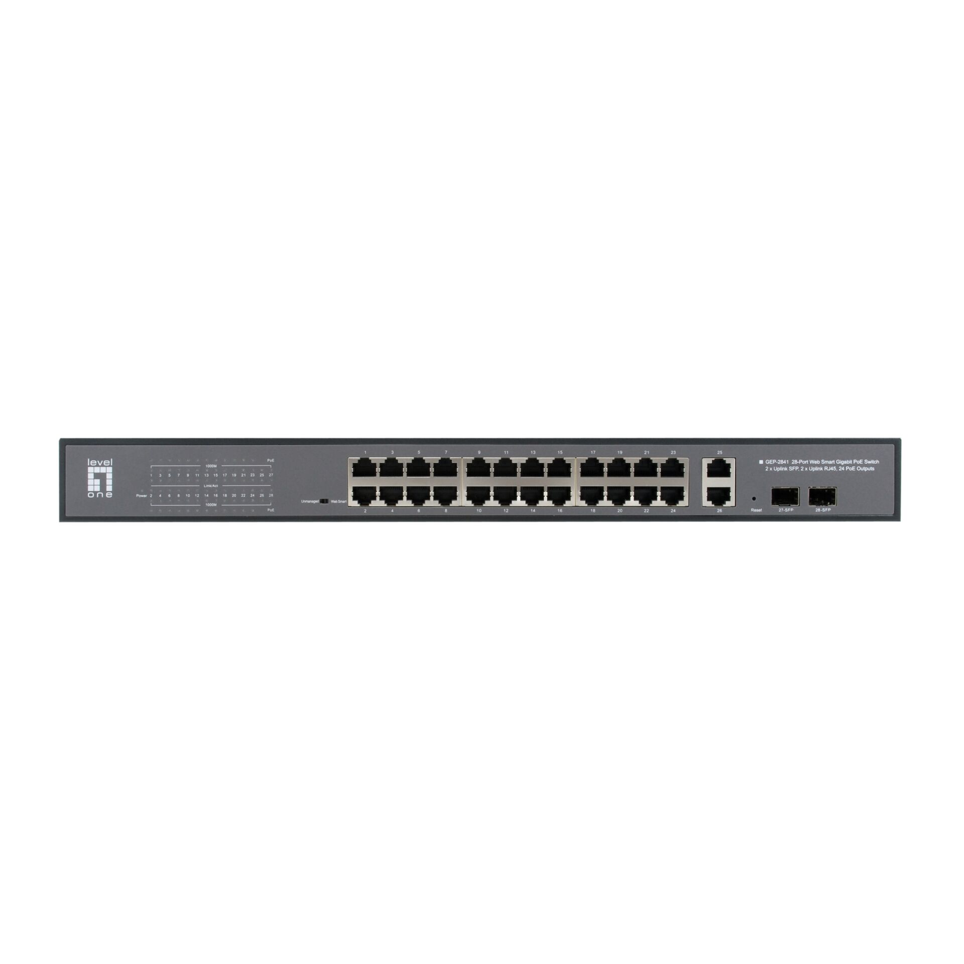 LevelOne GEP 2841 Netzwerk Switch Managed L2 Gigabit Ethernet  10 100 1000  Power over Ethernet  PoE  1U Schwarz Switches