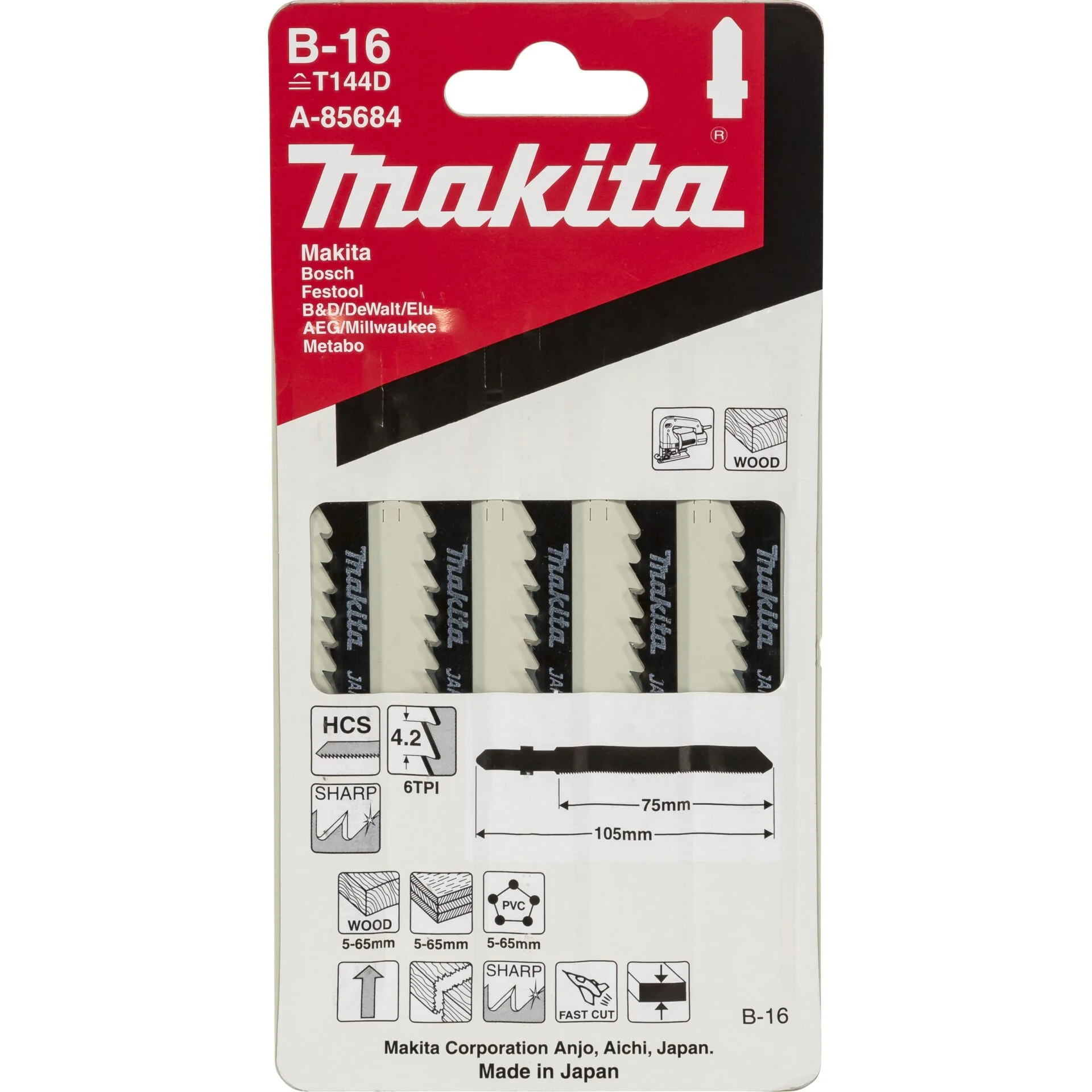 Makita A 85684 Stichsaegeblatt B 16 Saegen