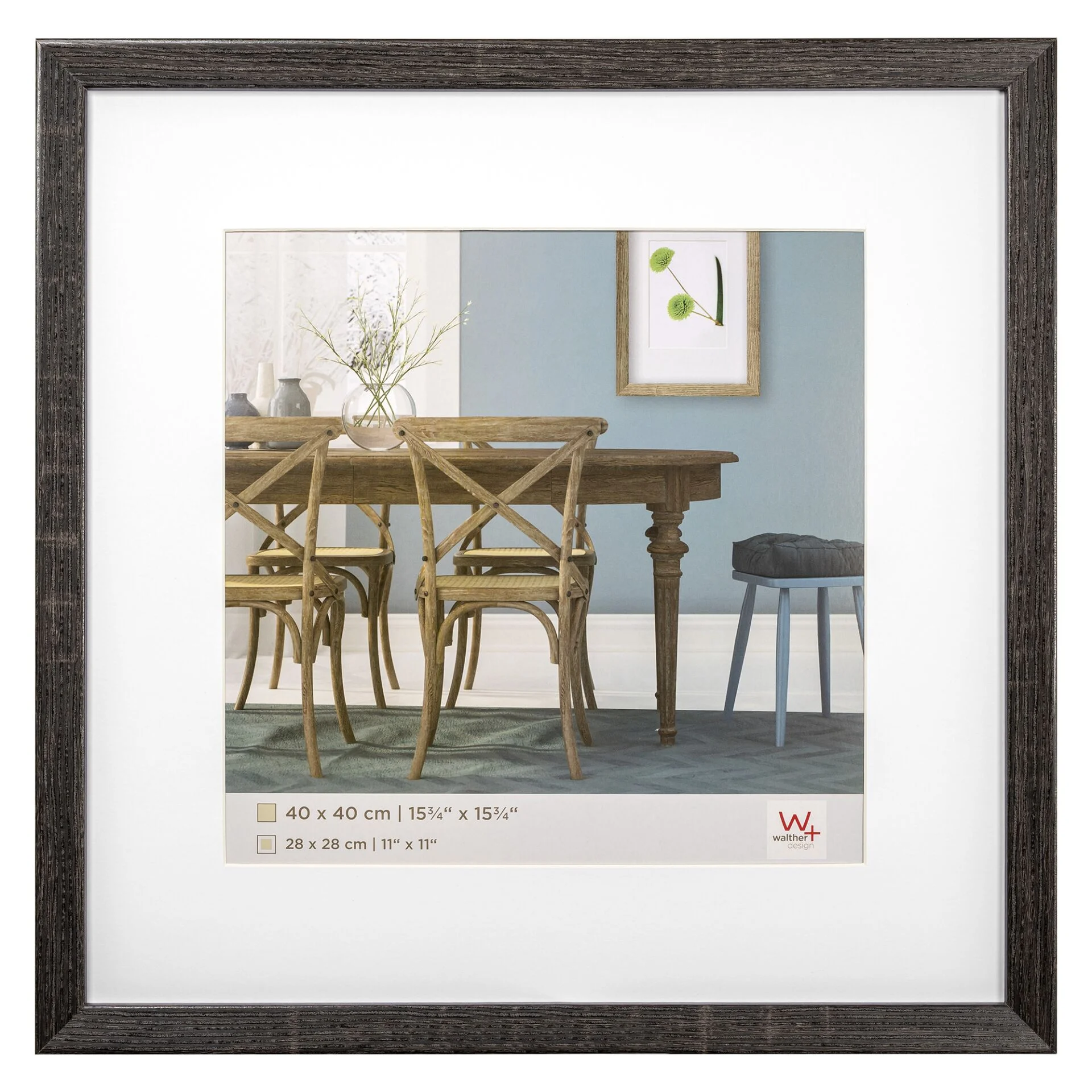 Walther Fiorito dunkelgrau 40x40 Holz inkl  Passepartout EF440D Bilderrahmen