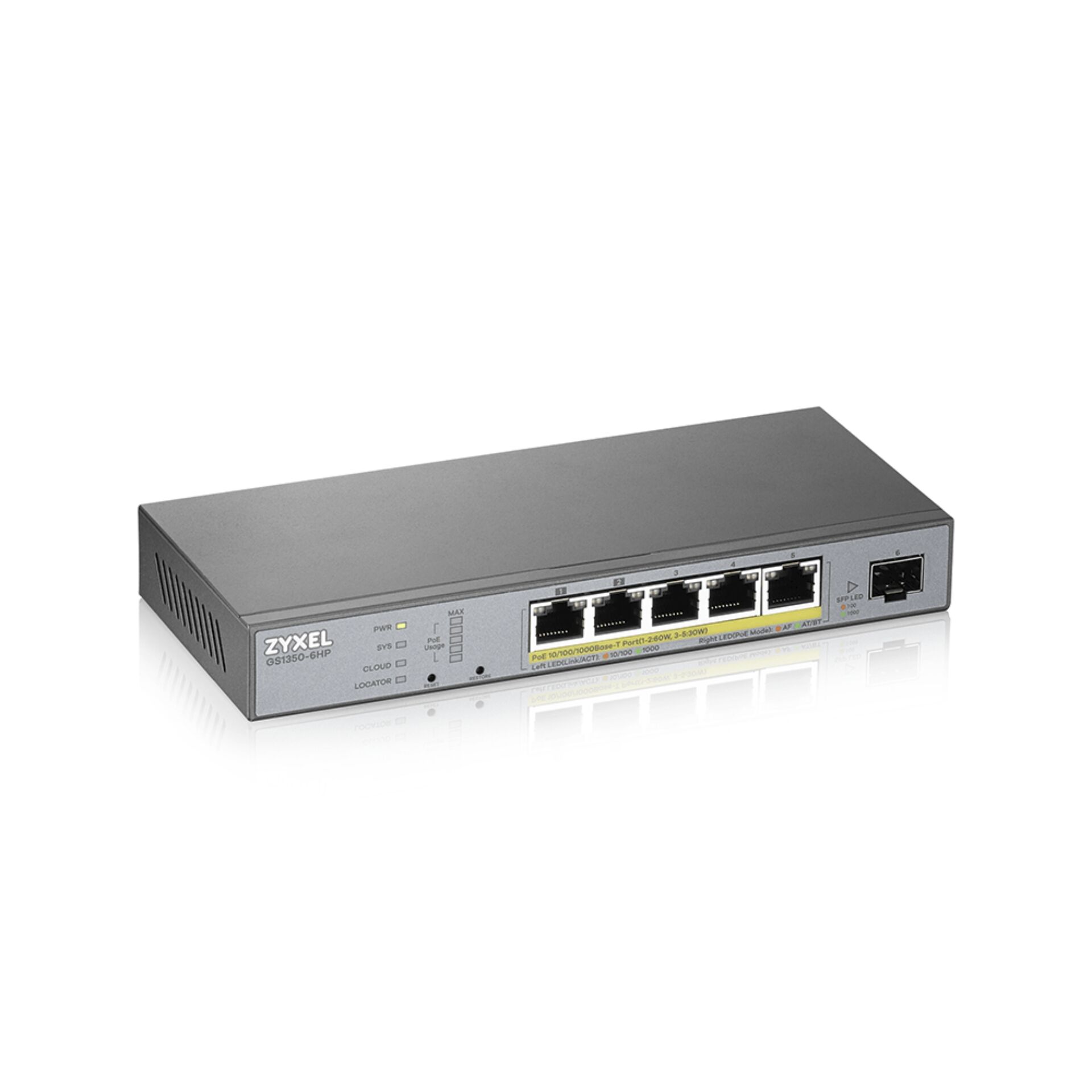 Zyxel GS1350 6HP EU0101F Netzwerk Switch Managed L2 Gigabit Ethernet 10 100 1000 Power over Ethernet PoE Grau