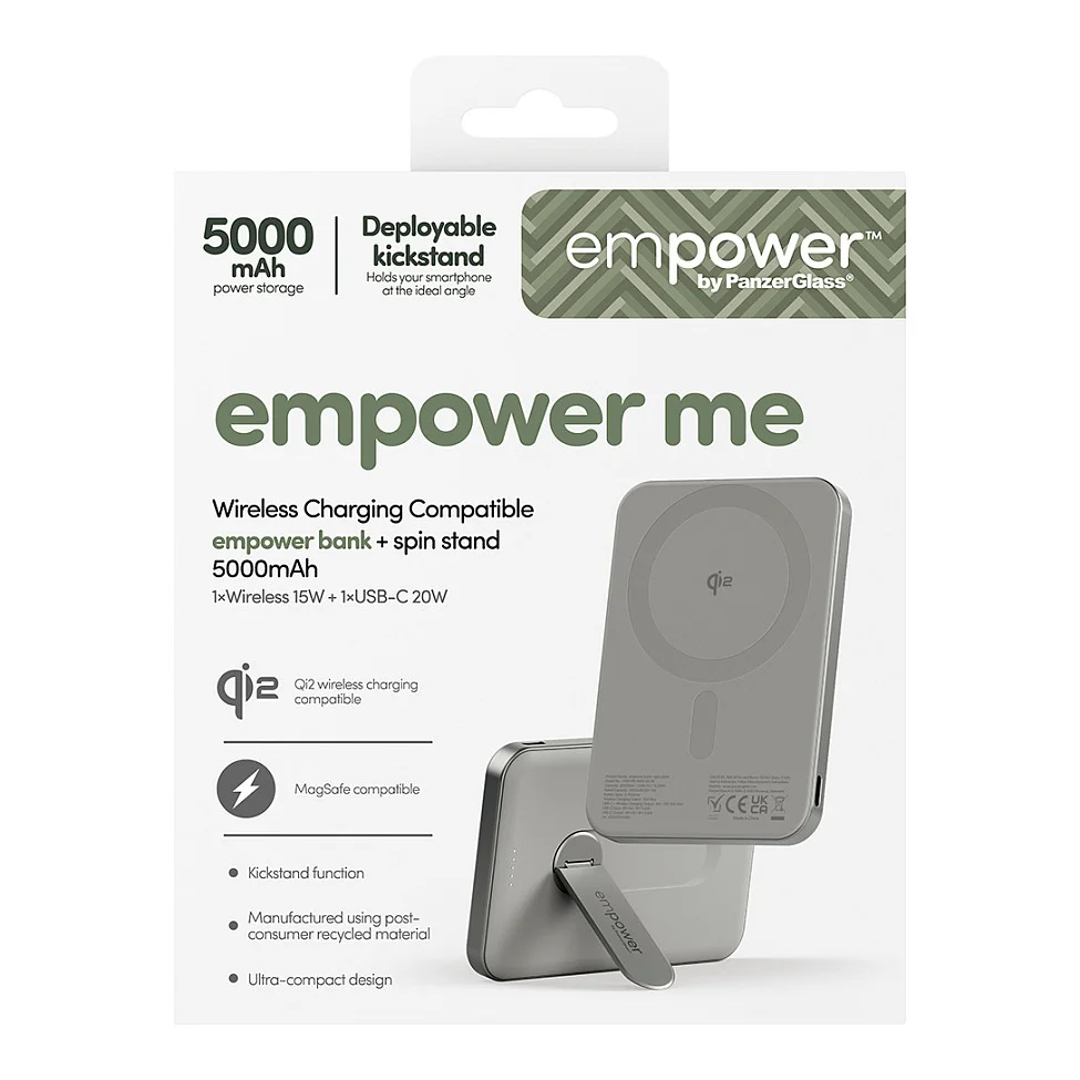 PanzerGlass empower  by   empower  Bank m  Spin Stand   5000mAh   Titanium Akkus Powerbanks & Kabel