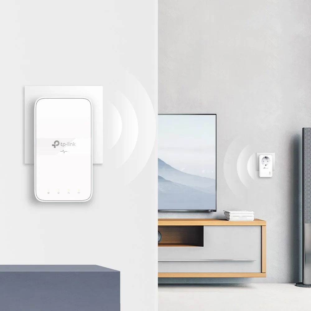 TP Link AC1200 AV1000 Gigabit WLAN Powerline Adapter Kit mit Steckdose