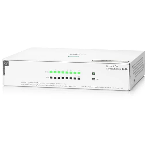 HP Aruba Instant ON 1430 8G PoE  Switch   64W   8 Ports   Rackmount Switches