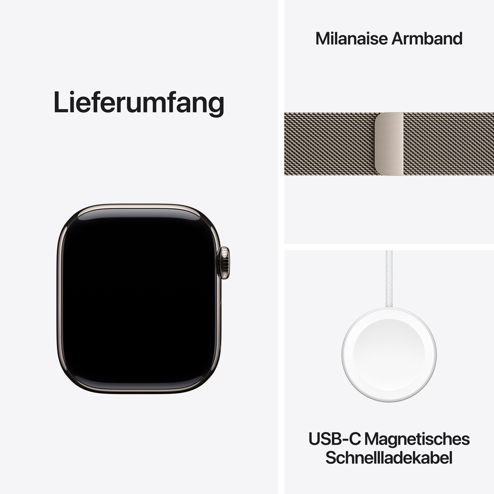 Apple Watch S11 Titan Natur Cellular 42mm  Milanaise Armband natur  Smartwatches & Fitnesstracker