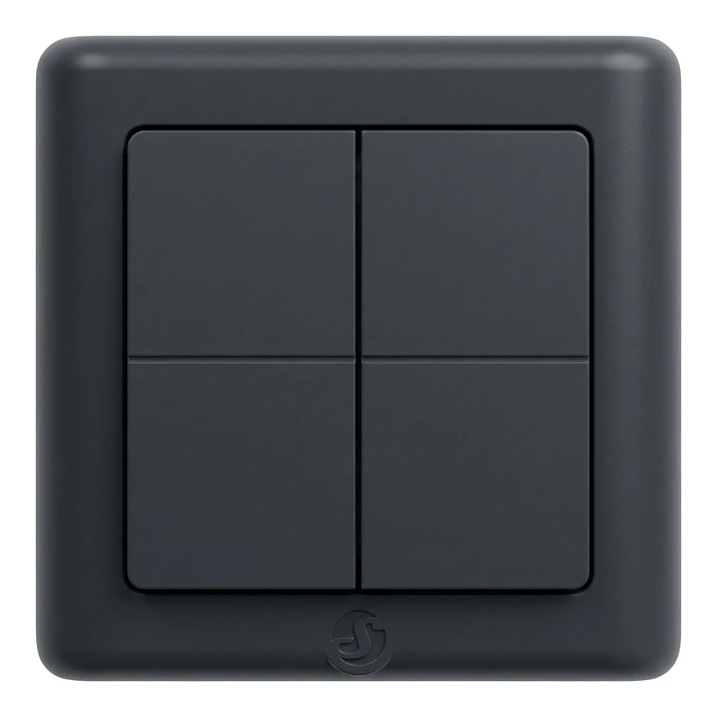 Shelly   Plug   Play   BLU Wall Switch 4 ZB DK   Wandtaster   4 fach   16 Aktionen   Grau Smart Home