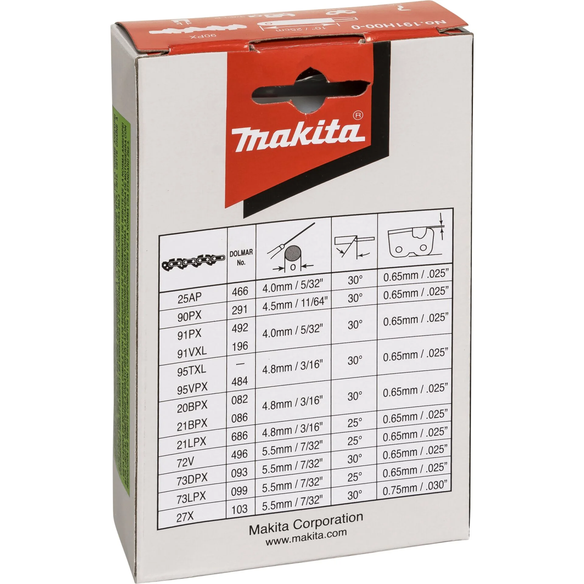 Makita 191H00 0 Saegekette 25cm 1 1mm 3 8 HM Gartenmaschinen