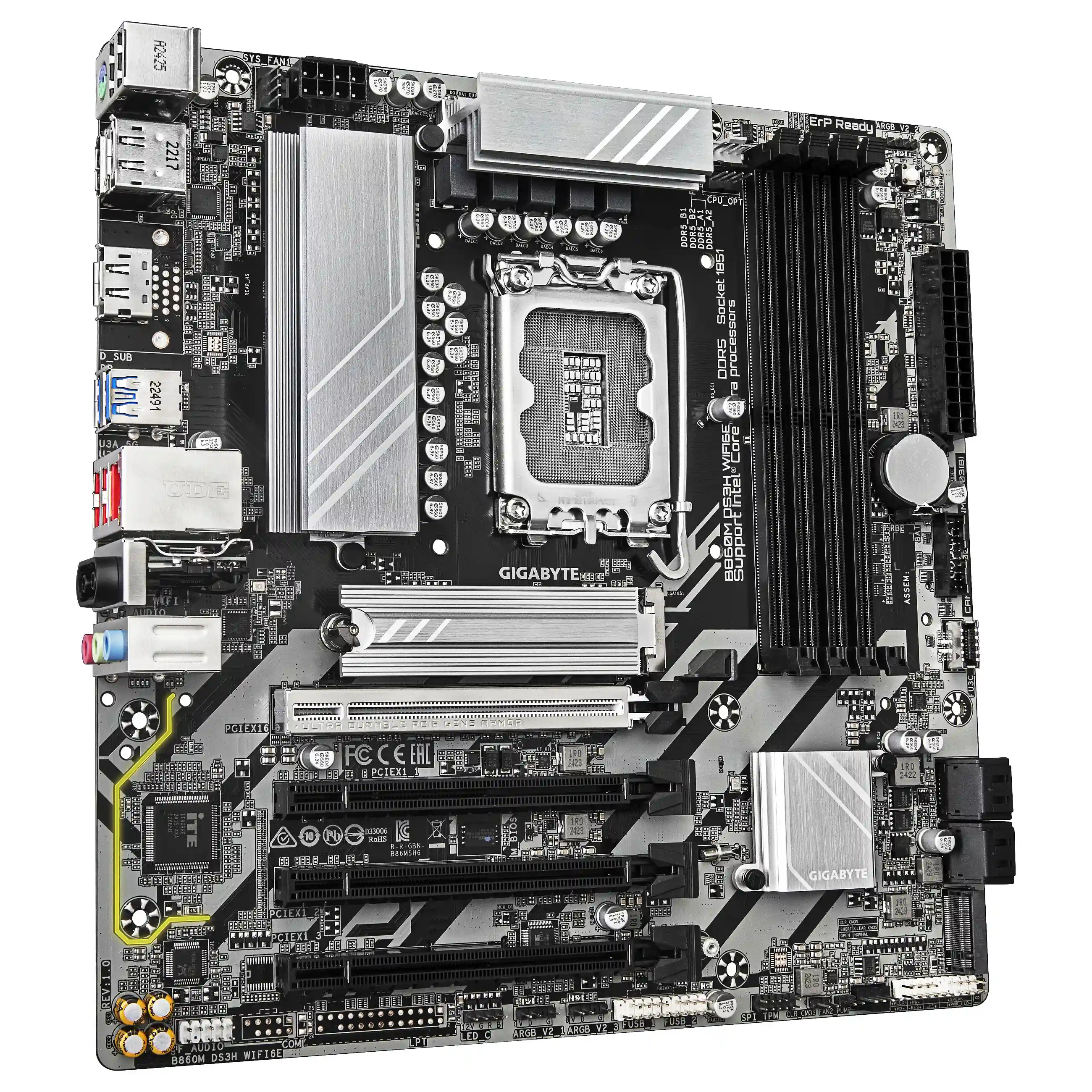 GIGABYTE B860M DS3H WIFI6E Mainboard   Intel Core Ultra CPUs  5 1 2 1 Phasen VRM  bis zu 9066MHz DDR5  1xPCIe 5 0   1xPCIe 4 0 M 2  2 5 GbE LAN  WIFI 6E  USB 3 2 Gen 2 PC-Zubehoer