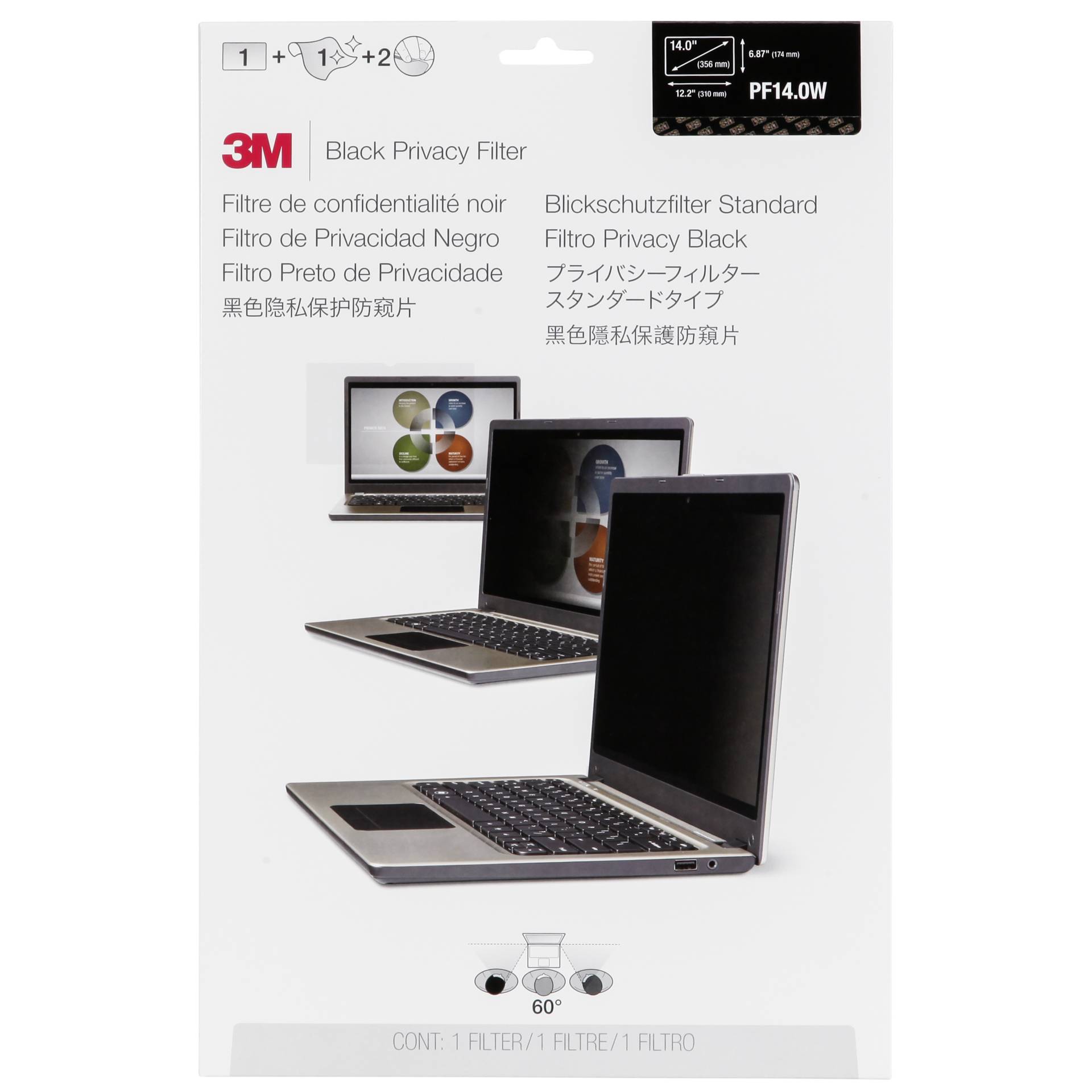 3M PF140W9B Blickschutzfilter Black fuer 35 6cm 14 0 16 9 Monitore