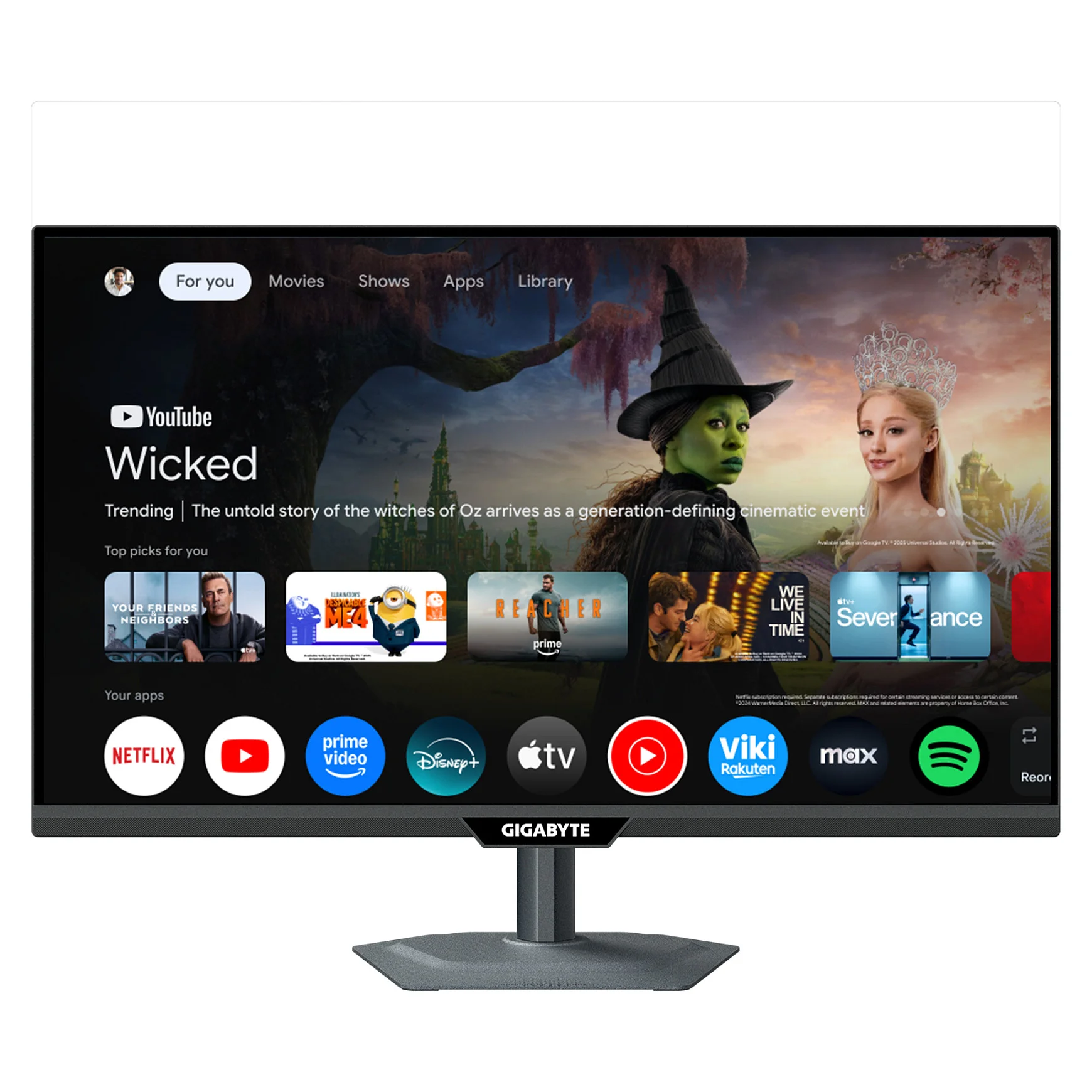 GIGABYTE M27QS 27  2K QHD Smart Monitor   Google TV  Drahtlose Anzeige  2560 x 1440  180Hz  1ms  350 cd m   FreeSync  Display HDR400  HDMI 2 0  DisplayPort 1 4 Monitore