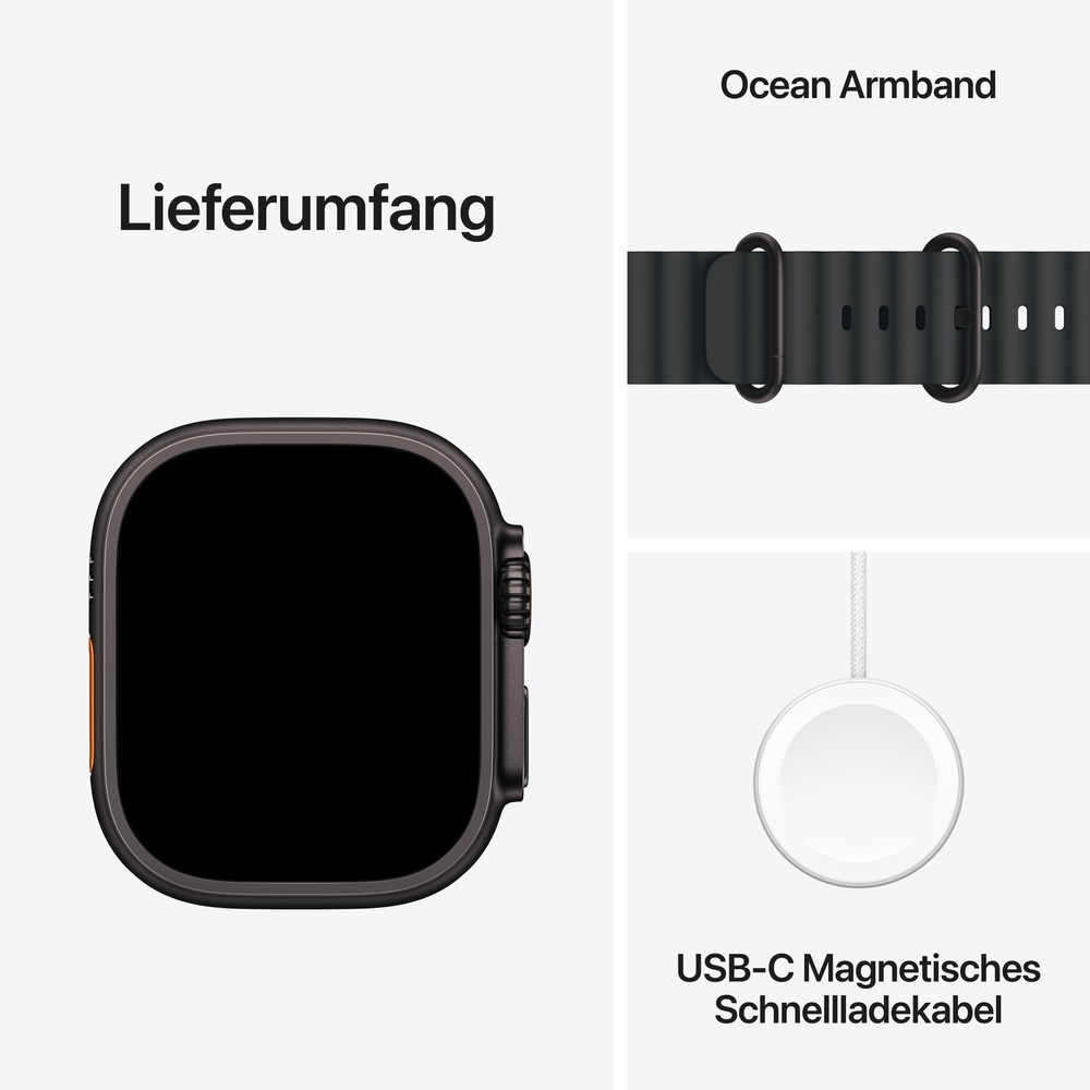 Apple Watch Ultra 3 Titanium Cellular 49mm Schwarz  Ocean Armband schwarz  Smartwatches & Fitnesstracker