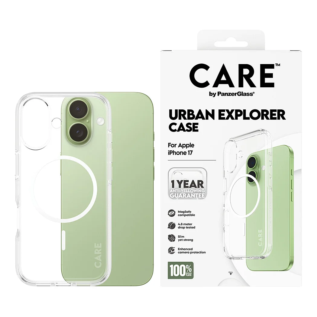 PanzerGlass CARE  by   Urban Explorer Case Transparent m  Weiss MagSafe iPhone 17 Notebook & Tablet Zubehoer