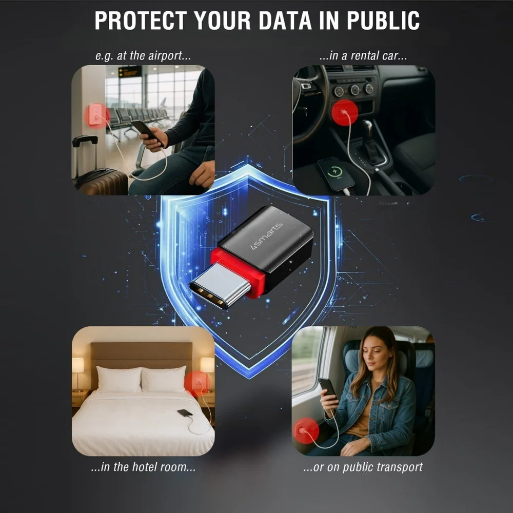 4SMARTS USB C auf USB A USB C Datenblocker Adapter Akkus Powerbanks & Kabel