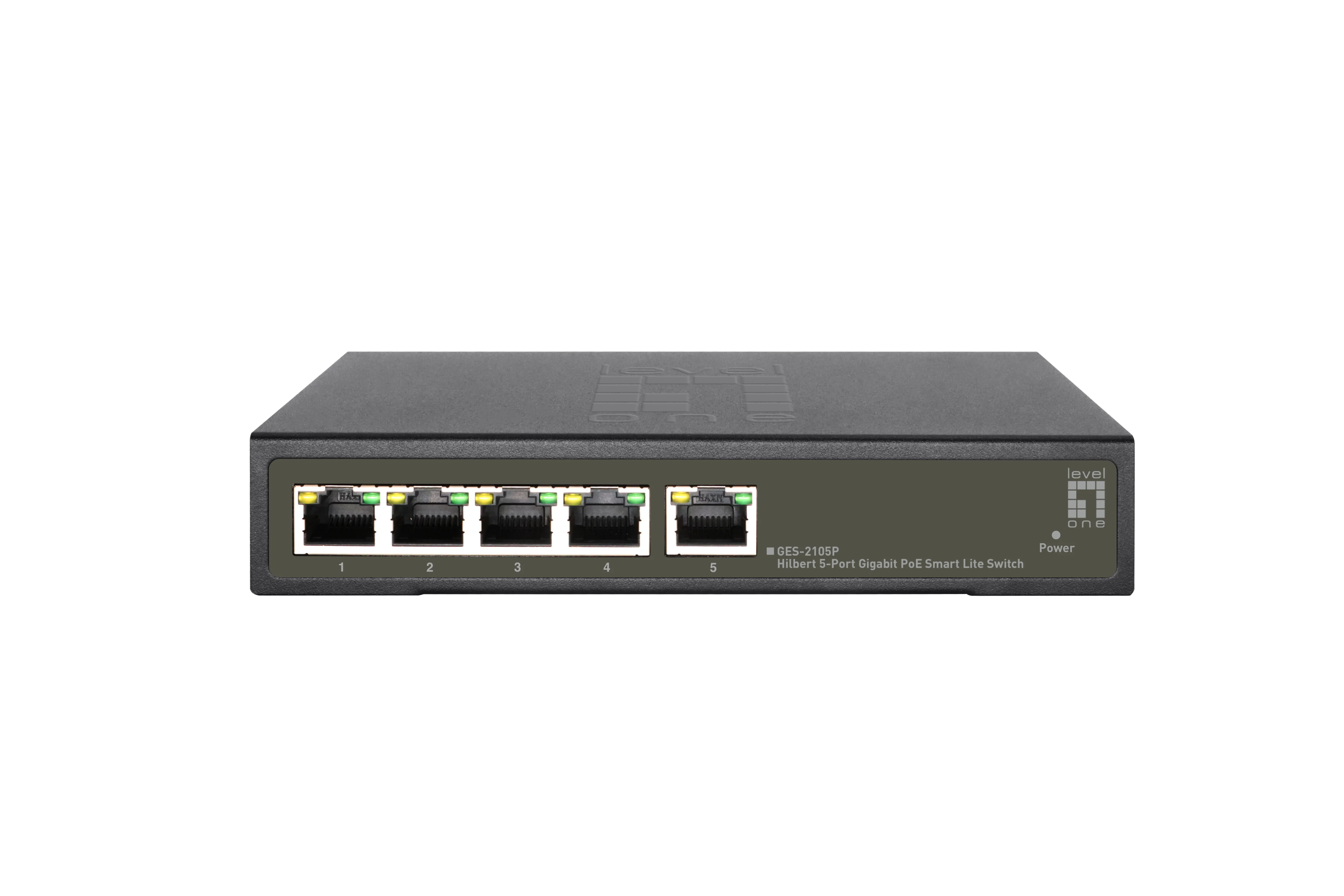 LevelOne Hilbert 5 Port Gigabit PoE Smart Lite Switch  802 3at af PoE  4 PoE Ausgaenge  60W PoE Leistungsbudget Switches
