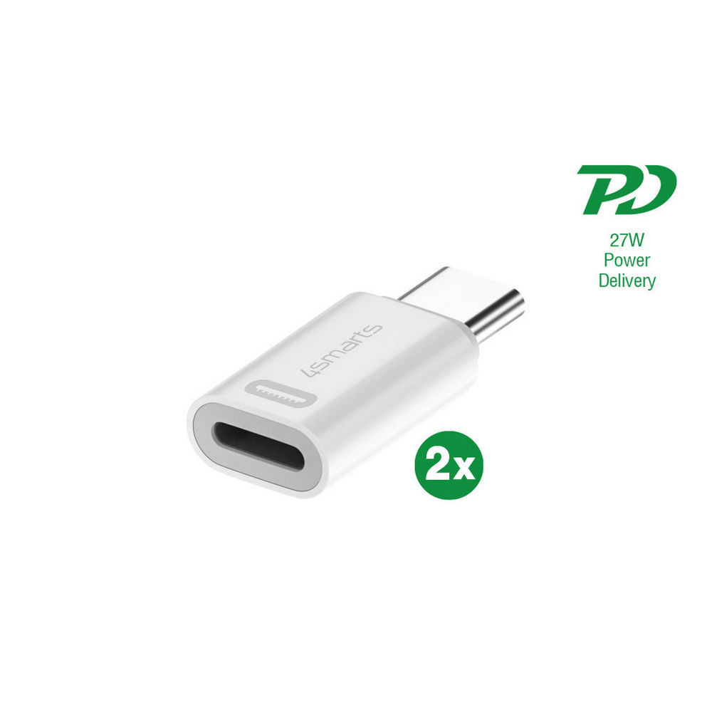 4SMARTS Adapter Lightning auf USB C PD 27W  2er Set  weiss PC-Zubehoer