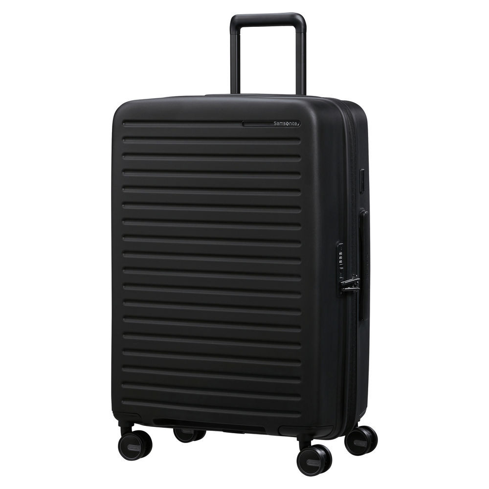 SAMSONITE 4 Rollen Trolley RESTACKD mit Packwuerfel M M  68 cm  black Taschen & Rucksaecke