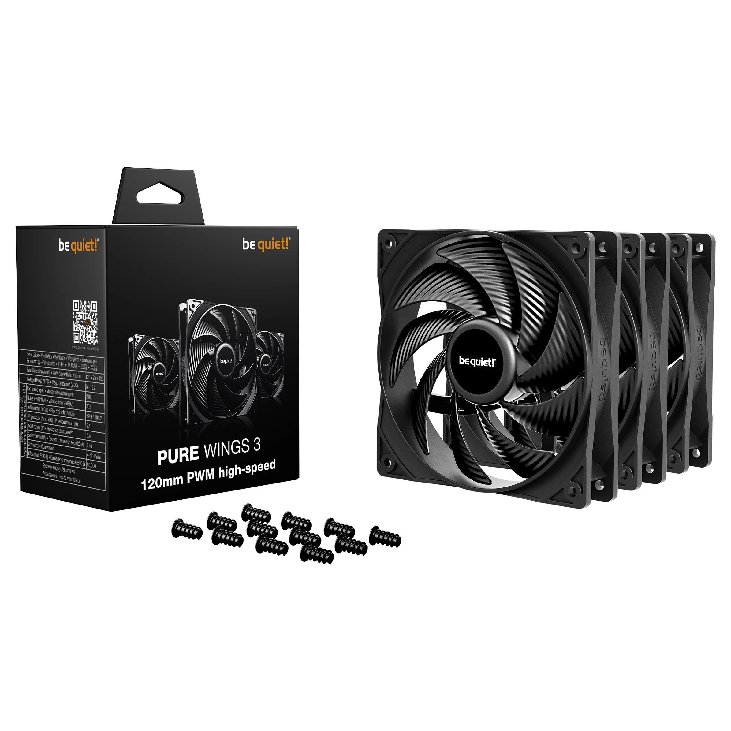 be quiet  Pure Wings 3 120mm   PWM high speed Triple Pack Computergehaeuse Ventilator 12 cm Schwarz 3 Stueck e  PC-Komponenten