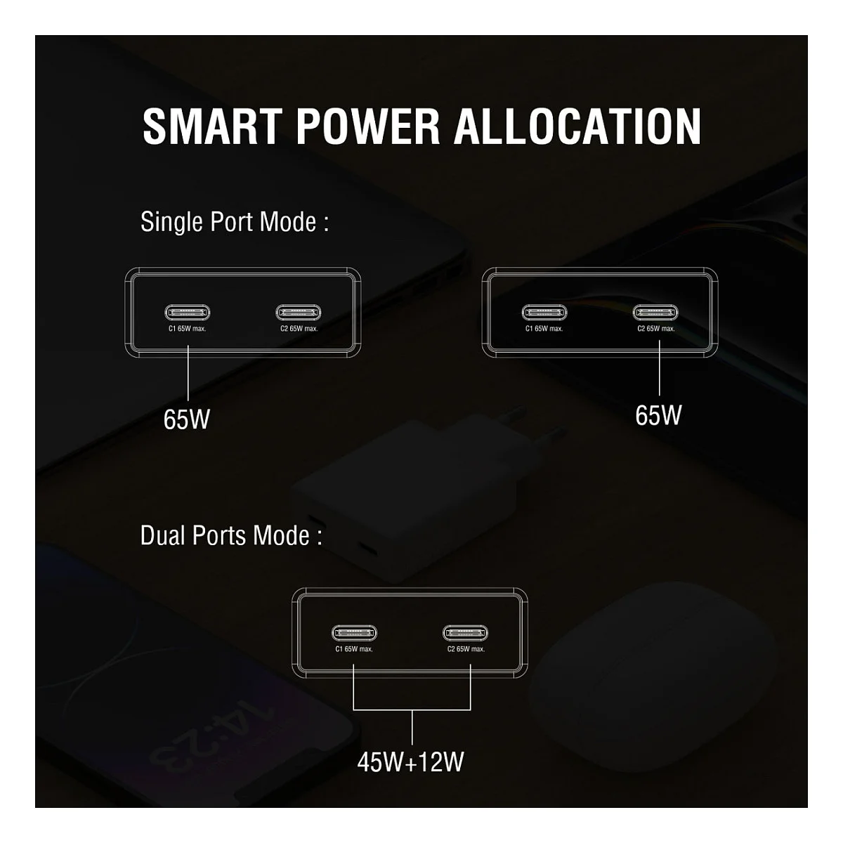 4SMARTS netzladegeraet pdplug slim dual 65w gan 2c  weiss Akkus Powerbanks & Kabel