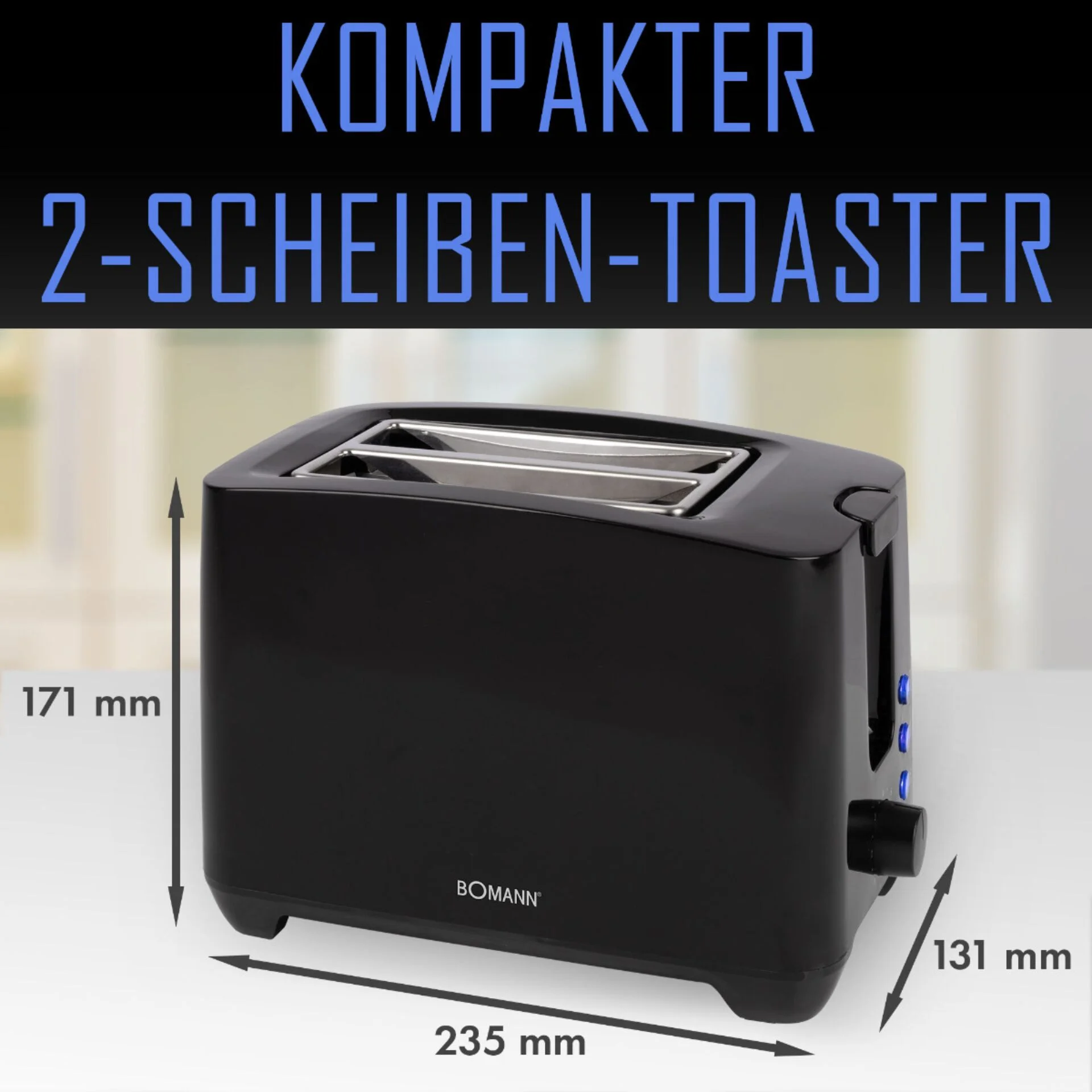 Bomann TA 6065 CB schwarz 2 Scheiben Toaster
