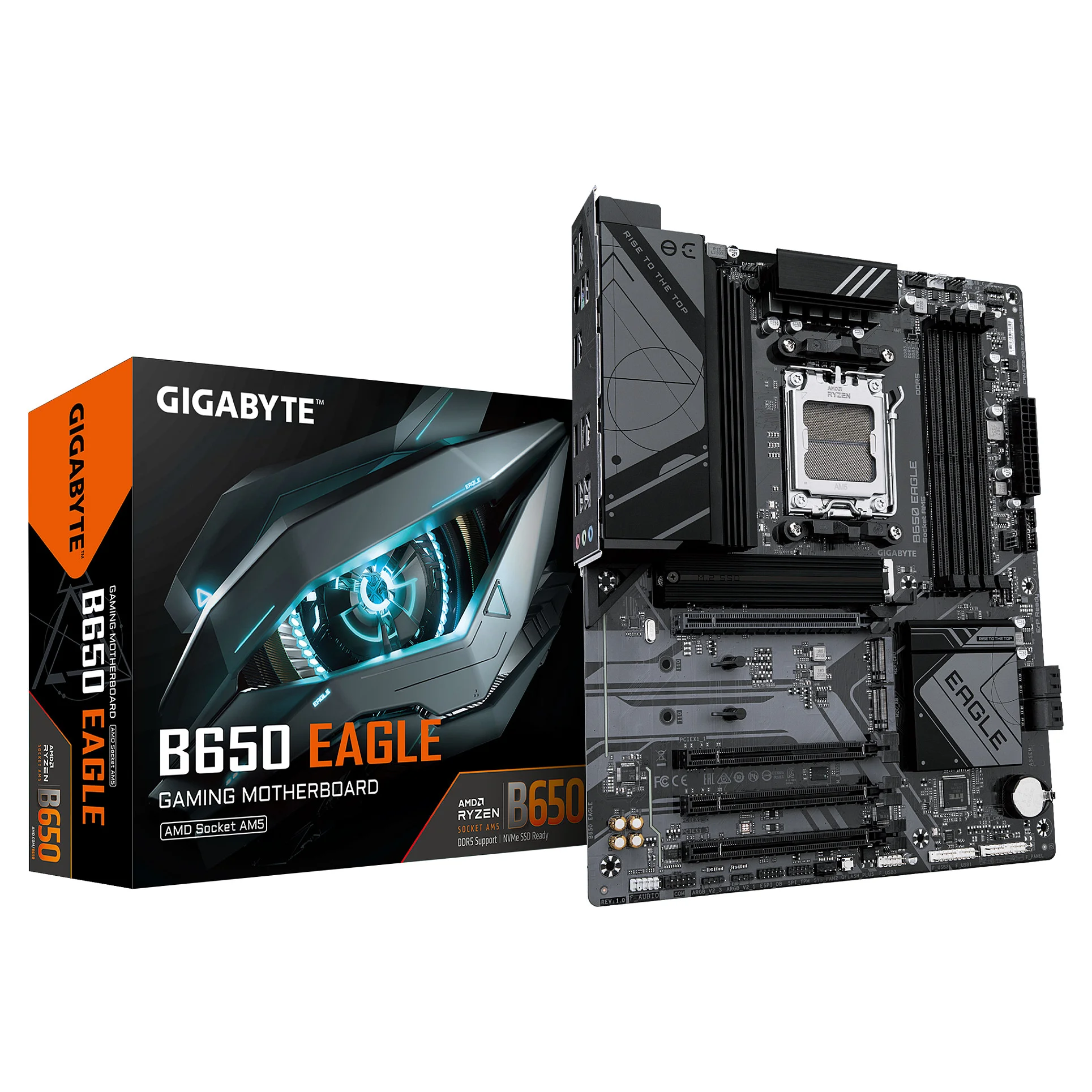 GIGABYTE B650 EAGLE Mainboard   AMD Ryzen 9000er Serie  12 2 2 Phasen VRM  bis zu 7600 MHz DDR5  OC   1xPCIe 5 0   2xPCIe 4 0 M 2  GbE LAN  USB 3 2 Gen 2 PC-Zubehoer