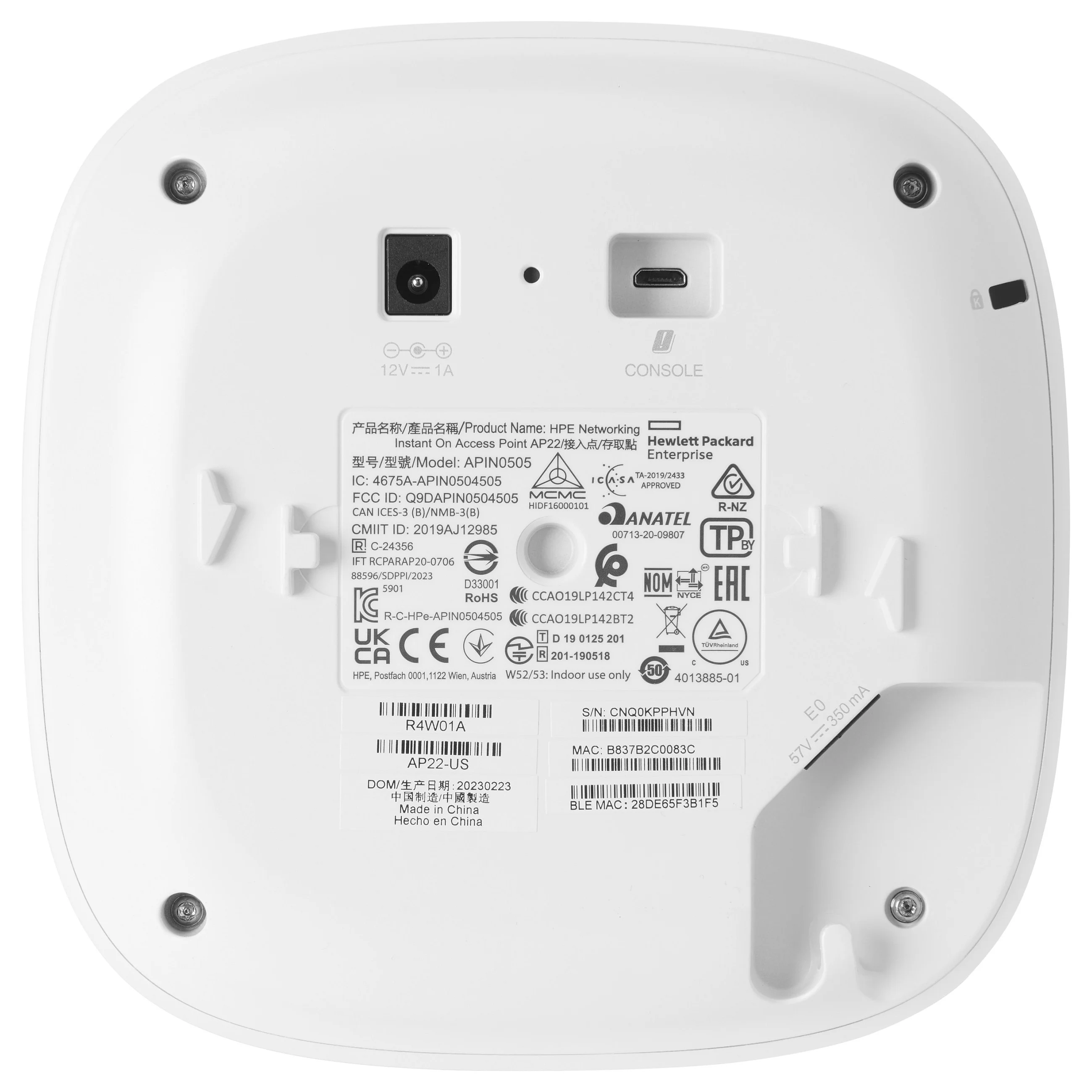 HP Aruba Instant ON AP22 WIFI 6 Access Point   1 77 Gbps   12V Netzteil   Schwarz Access Points