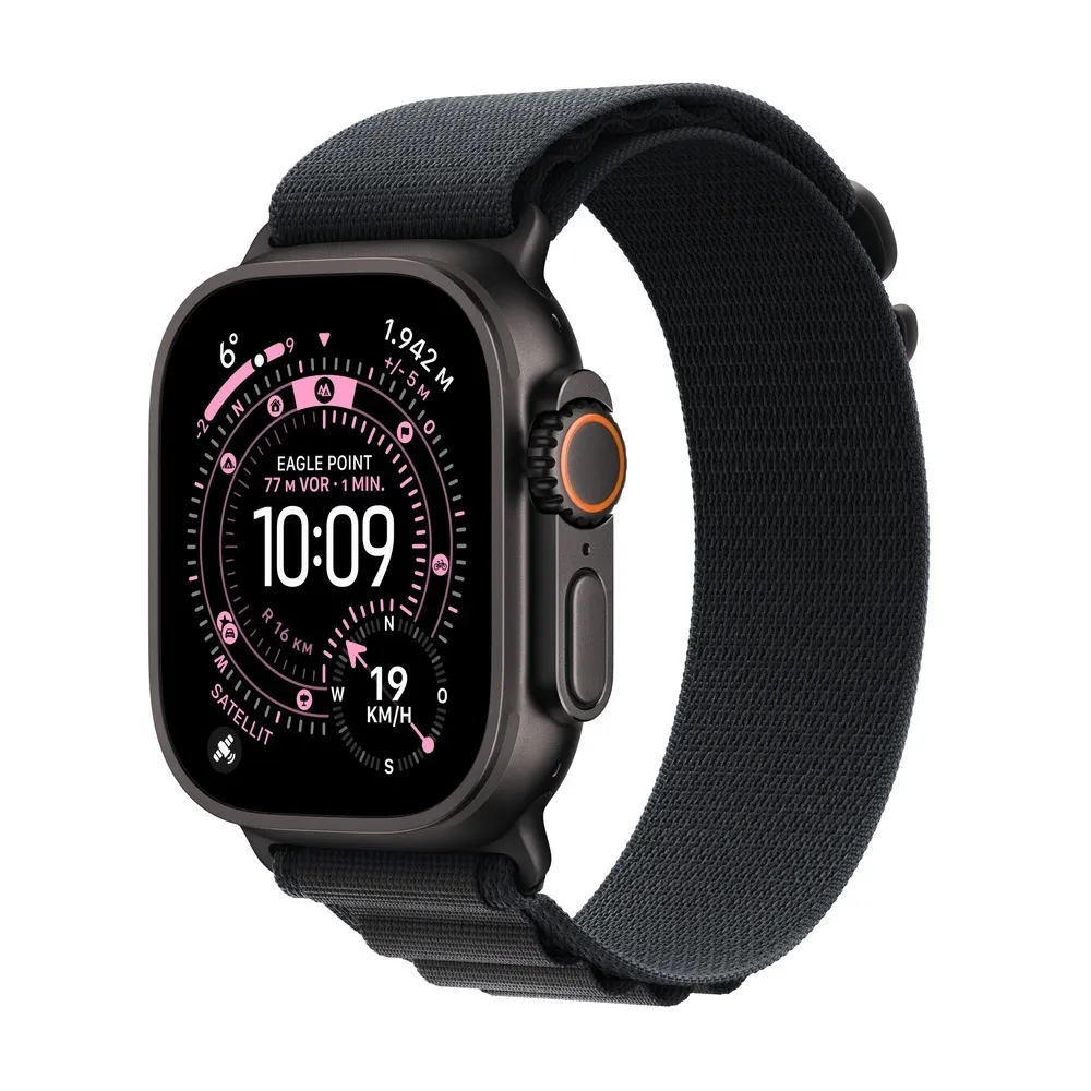 Apple Watch Ultra 3 Titanium Schwarz  GPS Cellular  49 mm  Alpine Loop Schwarz M Smartwatches & Fitnesstracker