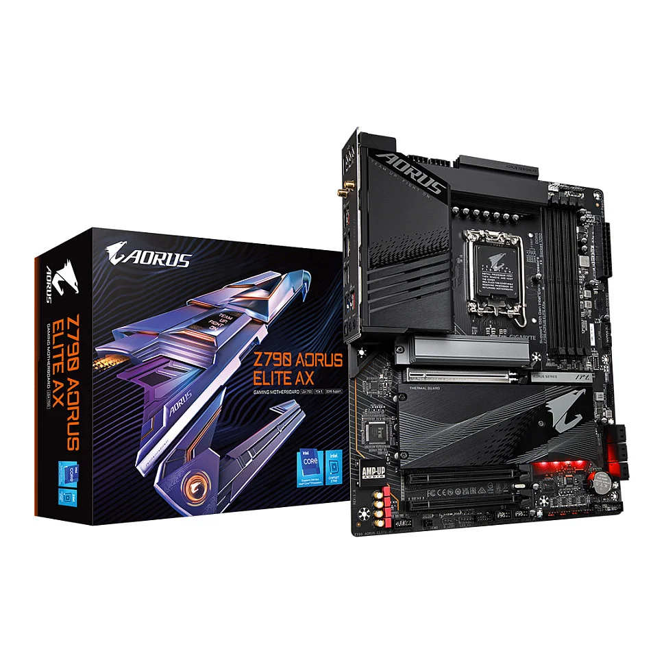 GIGABYTE Z790 AORUS ELITE AX Motherboard   Unterstuetzt Intel Core 14  Generation CPUs  16  2 1 Phasen Digital VRM  bis zu 7600MHz DDR5  OC   4xPCIe 4 0 M 2  Wi Fi 6E  2 5GbE LAN  USB 3 2 Gen 2x2 PC-Komponenten