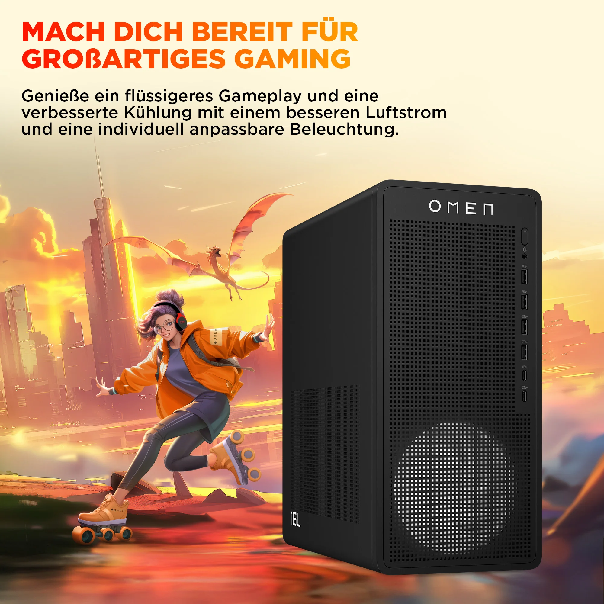 HP 16L Gaming Desktop TG03 0150ng schwarz  ohne Betriebssystem  PC-Zubehoer