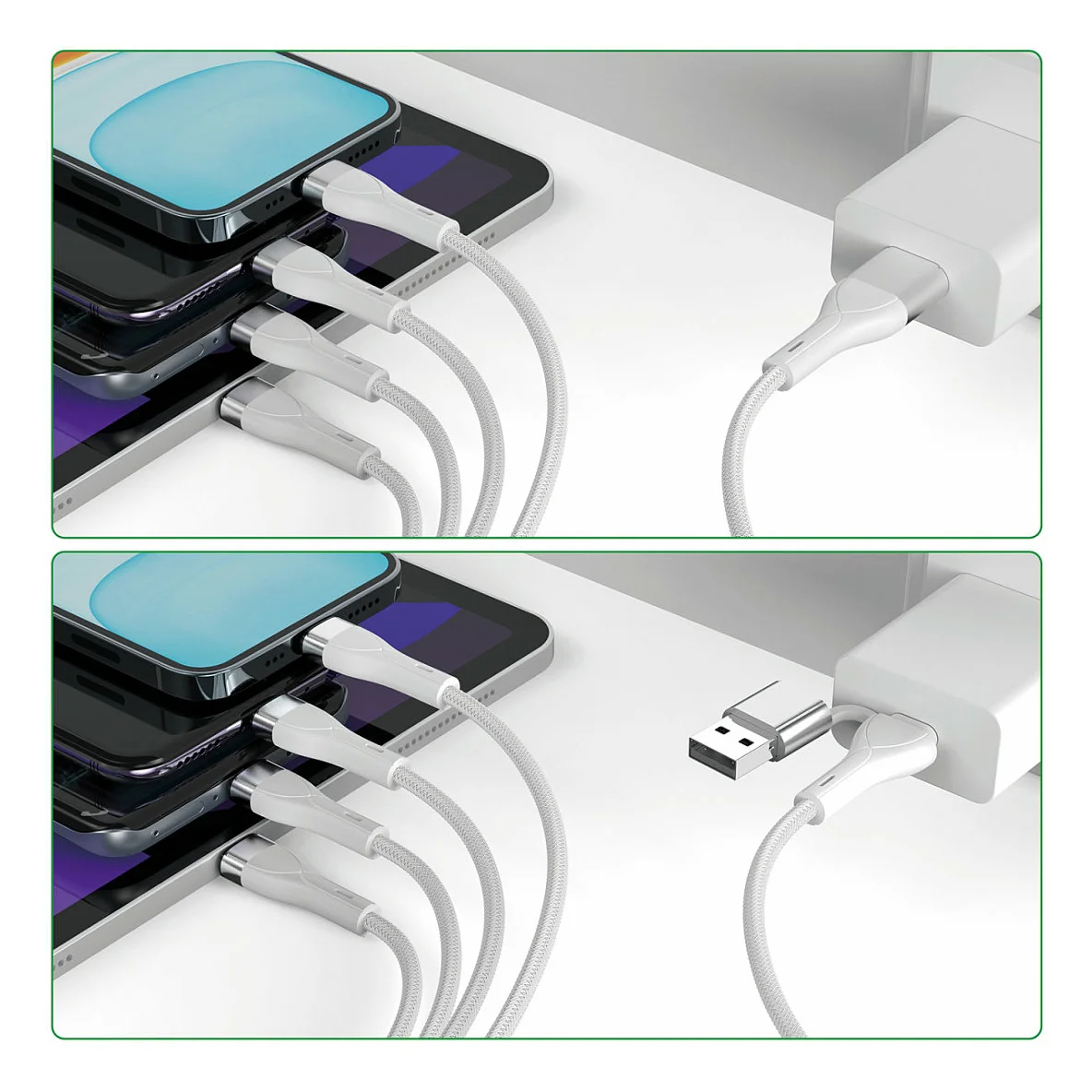 4SMARTS USB C A Multi Ladekabel 4in2 1 2m  wei Notebook & Tablet Zubehoer