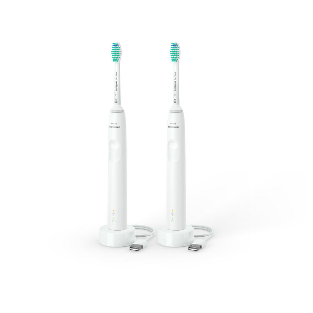 Philips Elektrische Schallzahnbuerste Series 3100 HX3675 13  Doppelpack  weiss Zahnpflege