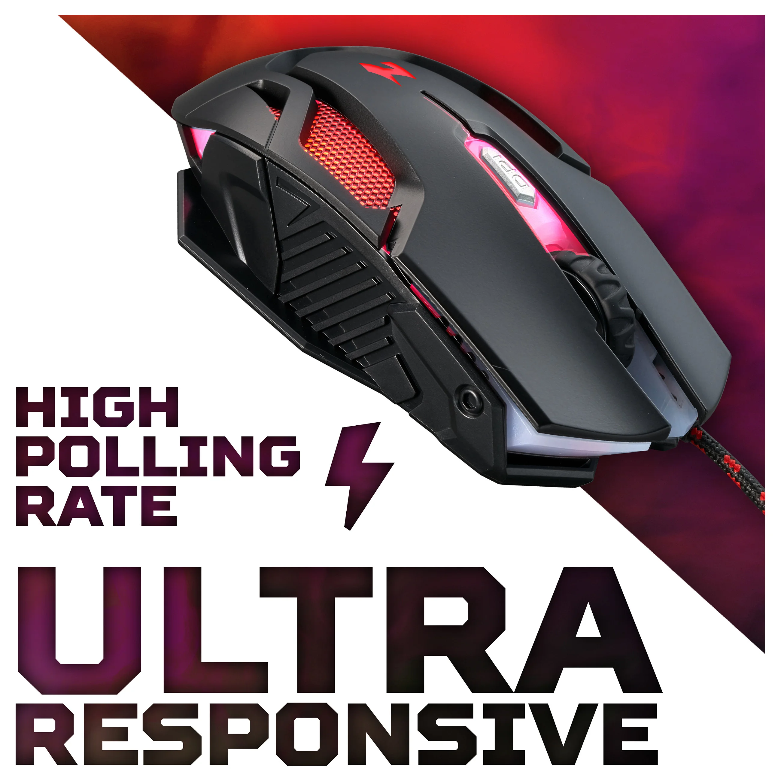 Acer Nitro Gaming NMW200 Black Maus Beidhaendig USB Typ A Optisch 7200 DPI Tastaturen & Maeuse