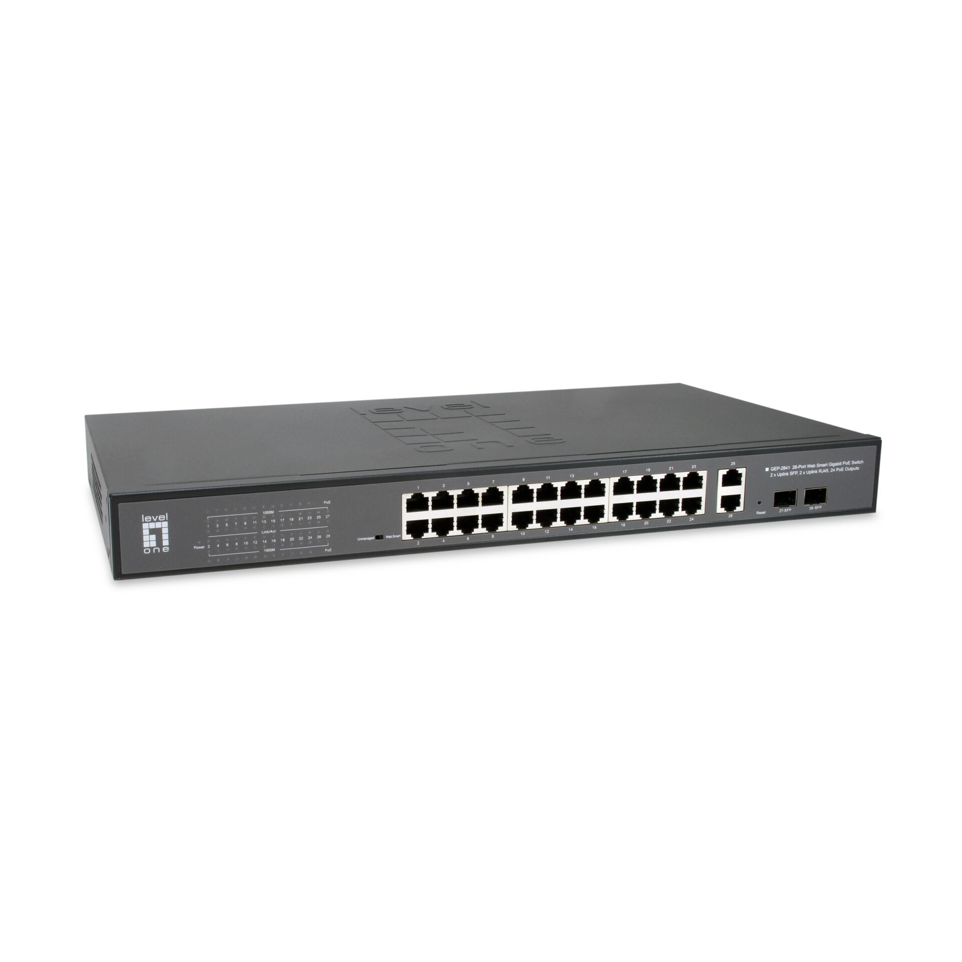 LevelOne GEP 2841 Netzwerk Switch Managed L2 Gigabit Ethernet  10 100 1000  Power over Ethernet  PoE  1U Schwarz Switches