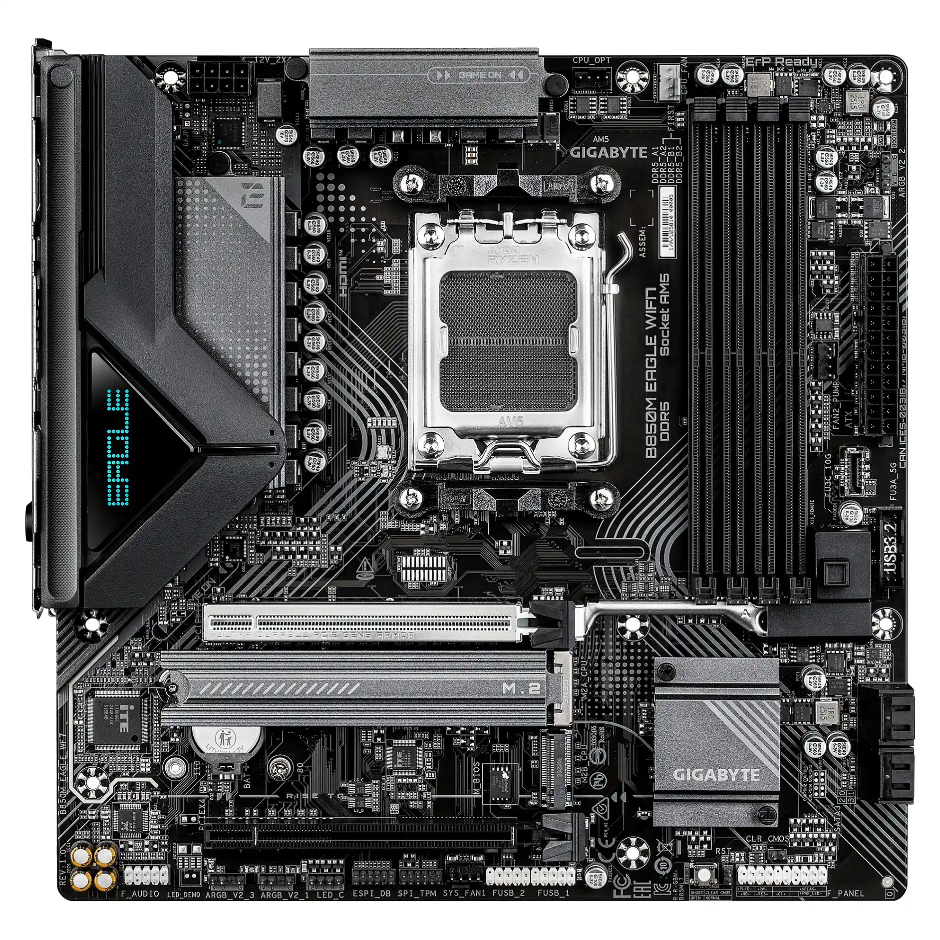 GIGABYTE B850M EAGLE WIFI7 Mainboard   AMD Ryzen 9000 Series CPUs  digitales 8 2 2 Phasen VRM  bis zu 8200 MHz DDR5  O C    1  PCIe 5 0 M 2   1  PCIe 4 0 M 2  Wi Fi 7  2 5 GbE LAN  USB 3 2 Gen 2 PC-Komponenten