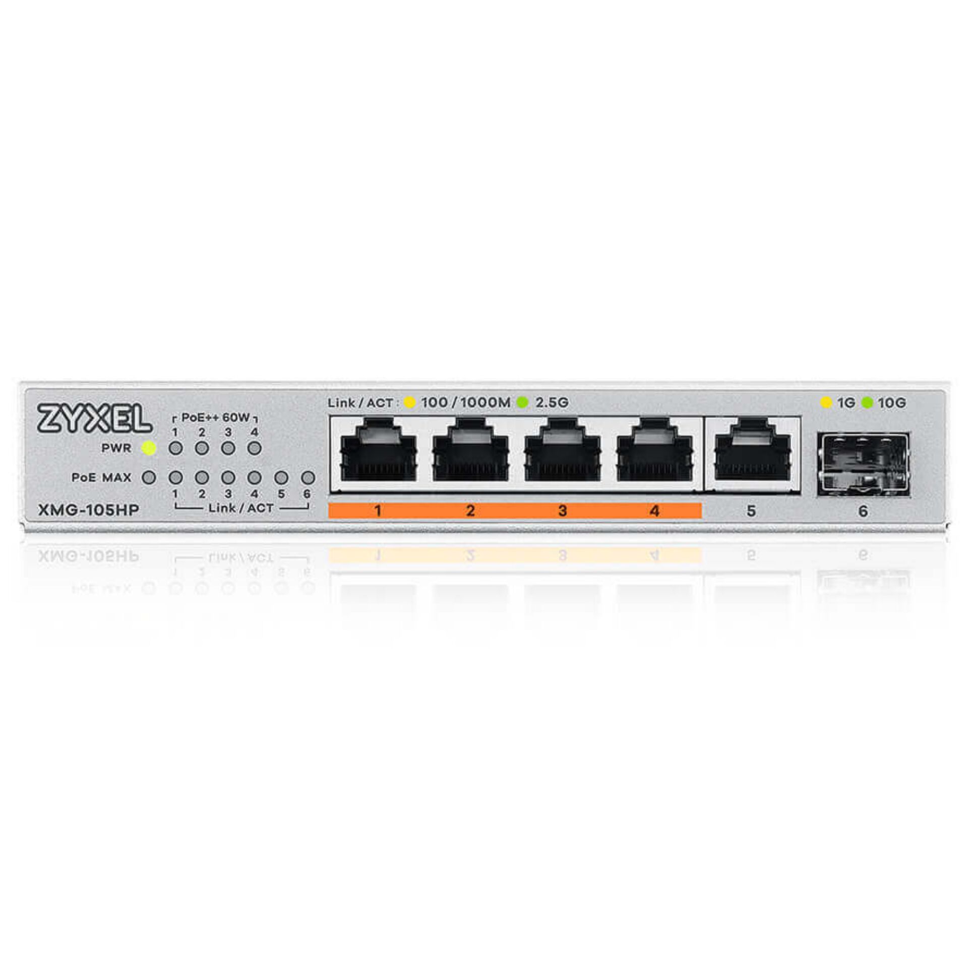 Zyxel XMG 105HP Unmanaged 2 5G Ethernet  100 1000 2500  Power over Ethernet  PoE  Silber Switches