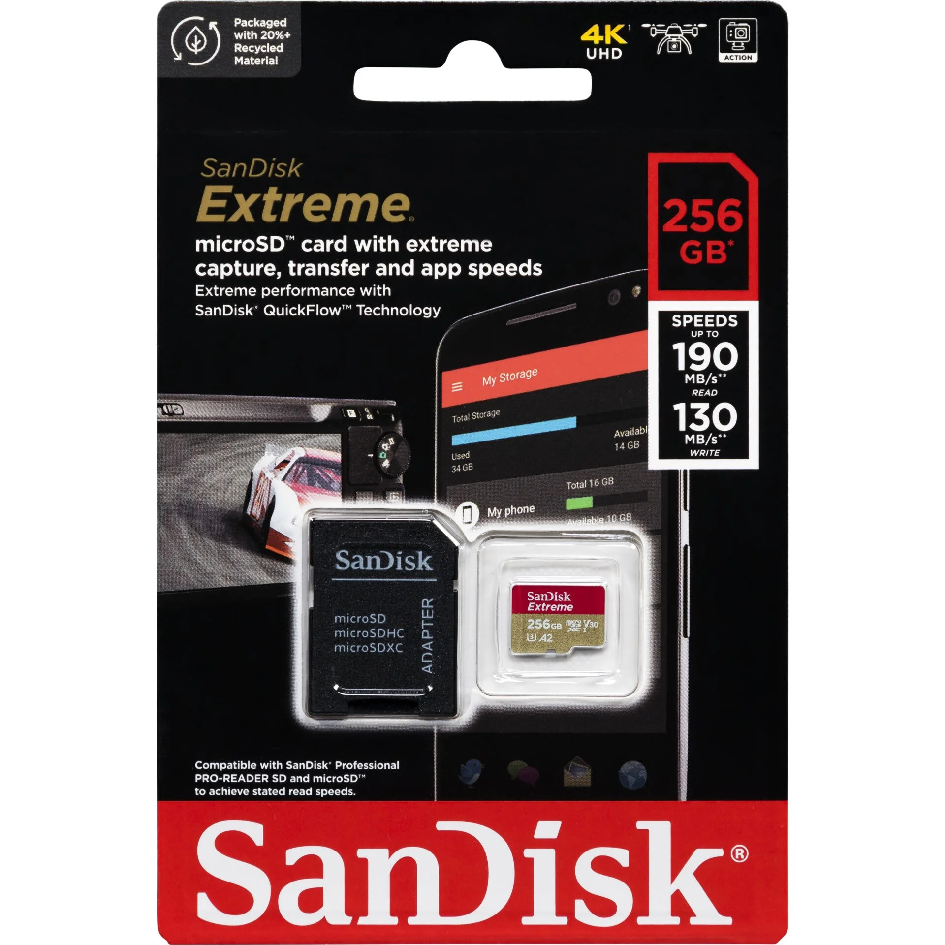 SanDisk card 256gb extreme microsdxc 190mb s  adapter Speichermedien