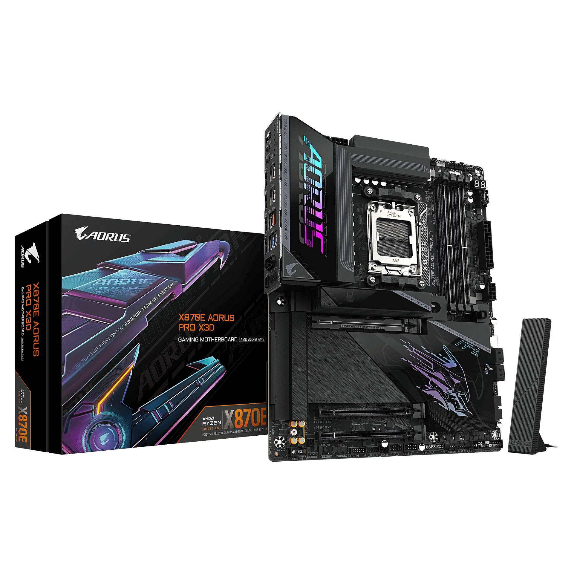 GIGABYTE X870E AORUS PRO X3D Mainboard   Unterstuetzt AMD Ryzen 9000 CPUs  digitales 18 2 2 Phasen VRM  bis zu 9000MHz DDR5  O C    2xPCIe 5 0   2xPCIe 4 0  Wi Fi 7  5GbE LAN  USB 4 PC-Komponenten
